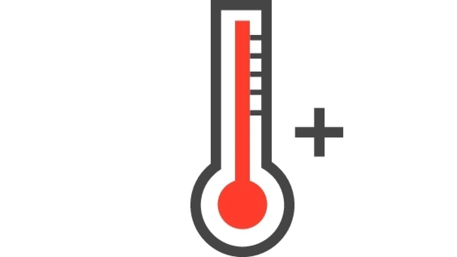 Illustration of a thermometer with a red bar rising toward the top, showing high temperature or heat, and tesa tape plus sign on right. (This text has been generated by AI)