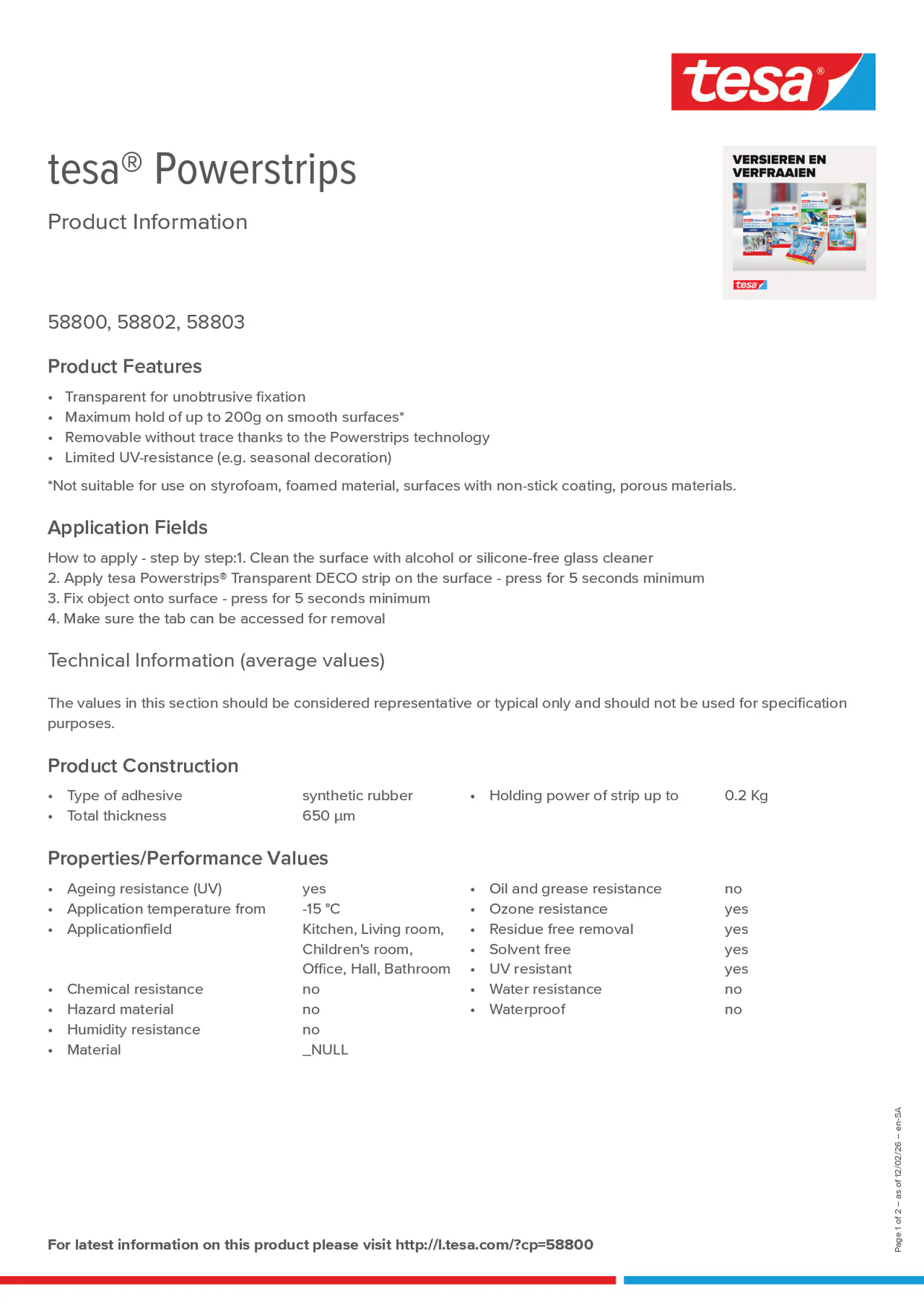 Product information_tesa® Powerstrips 58800_ar-AE_en-AE
