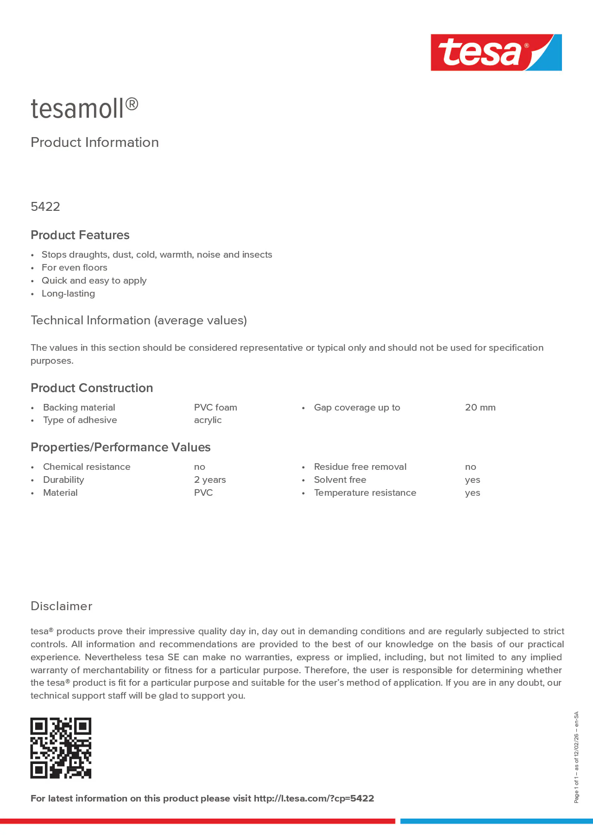 Product information_tesamoll® 05422_ar-AE_en-AE