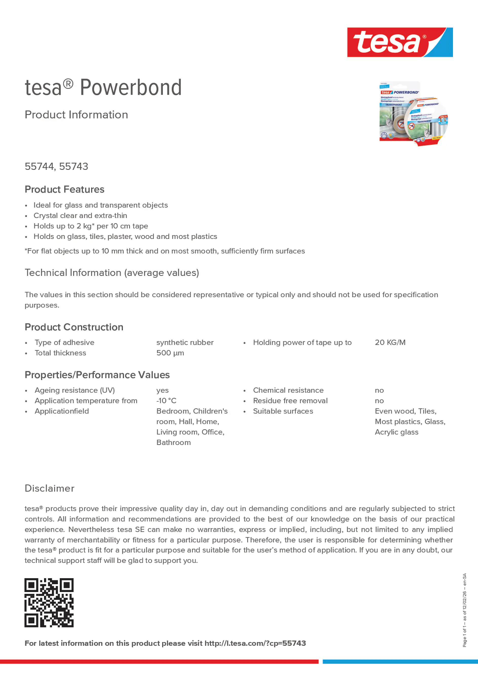 Product information_tesa® Powerbond 55743_ar-AE_en-AE