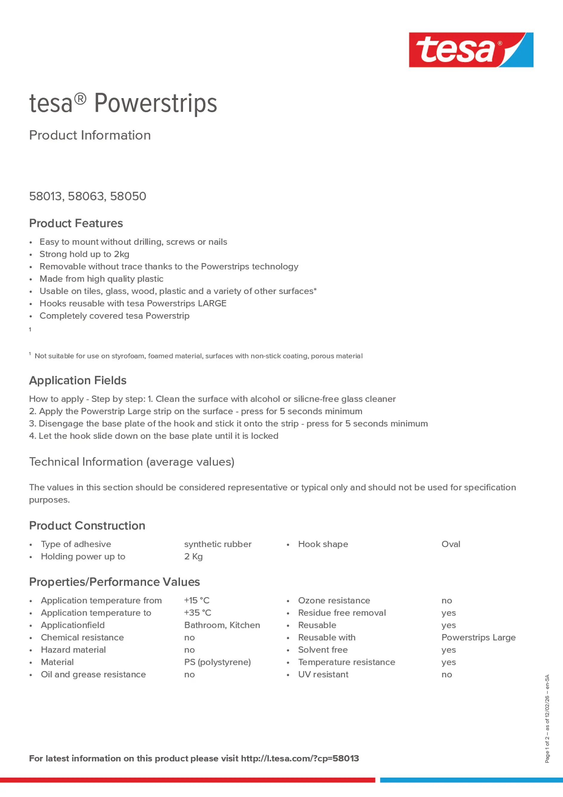 Product information_tesa® Powerstrips 58050_ar-AE_en-AE