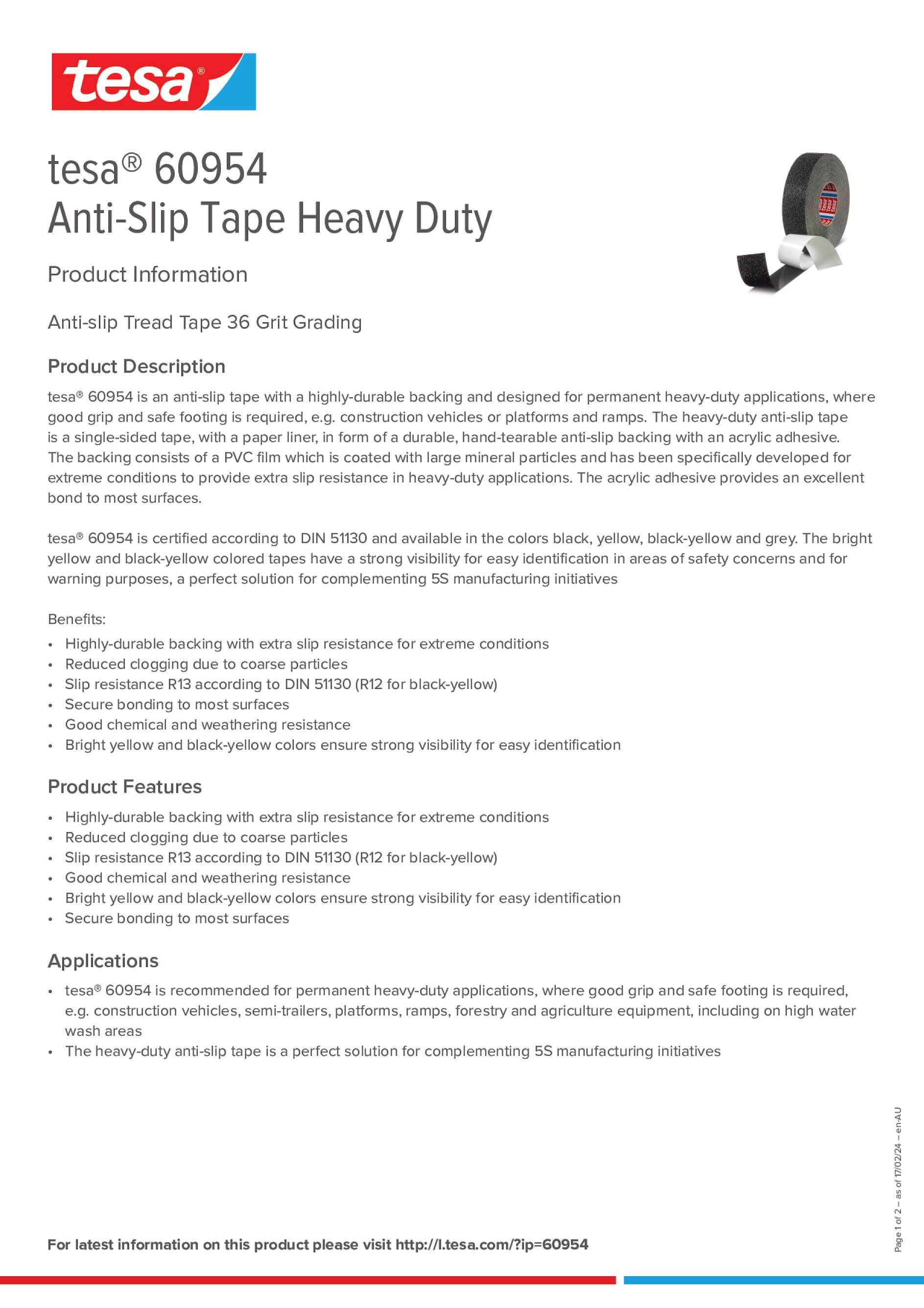 tesa 60954 Anti-Slip Tape Heavy Duty - tesa