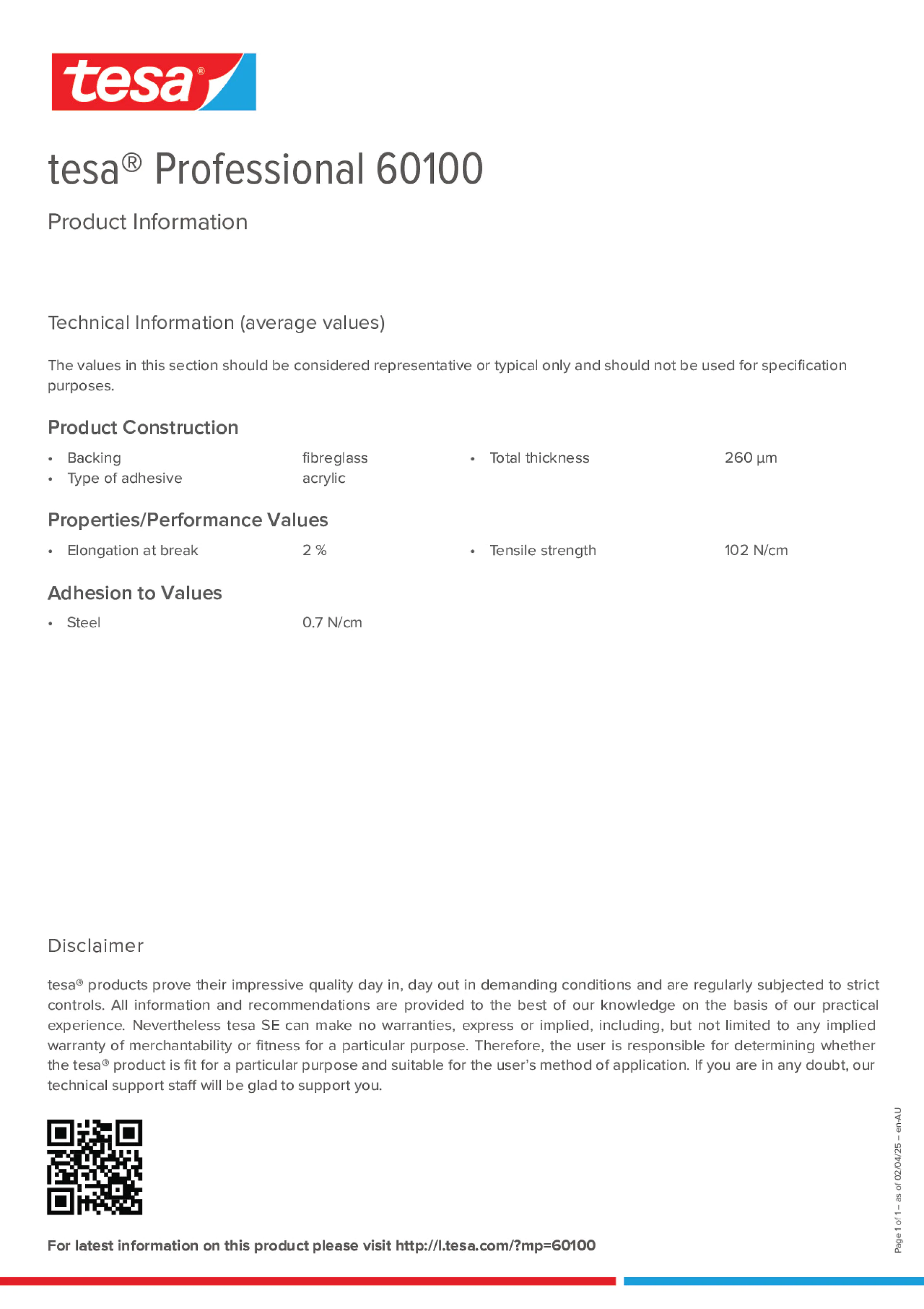 Product information_tesa® Professional 60100_en-AU