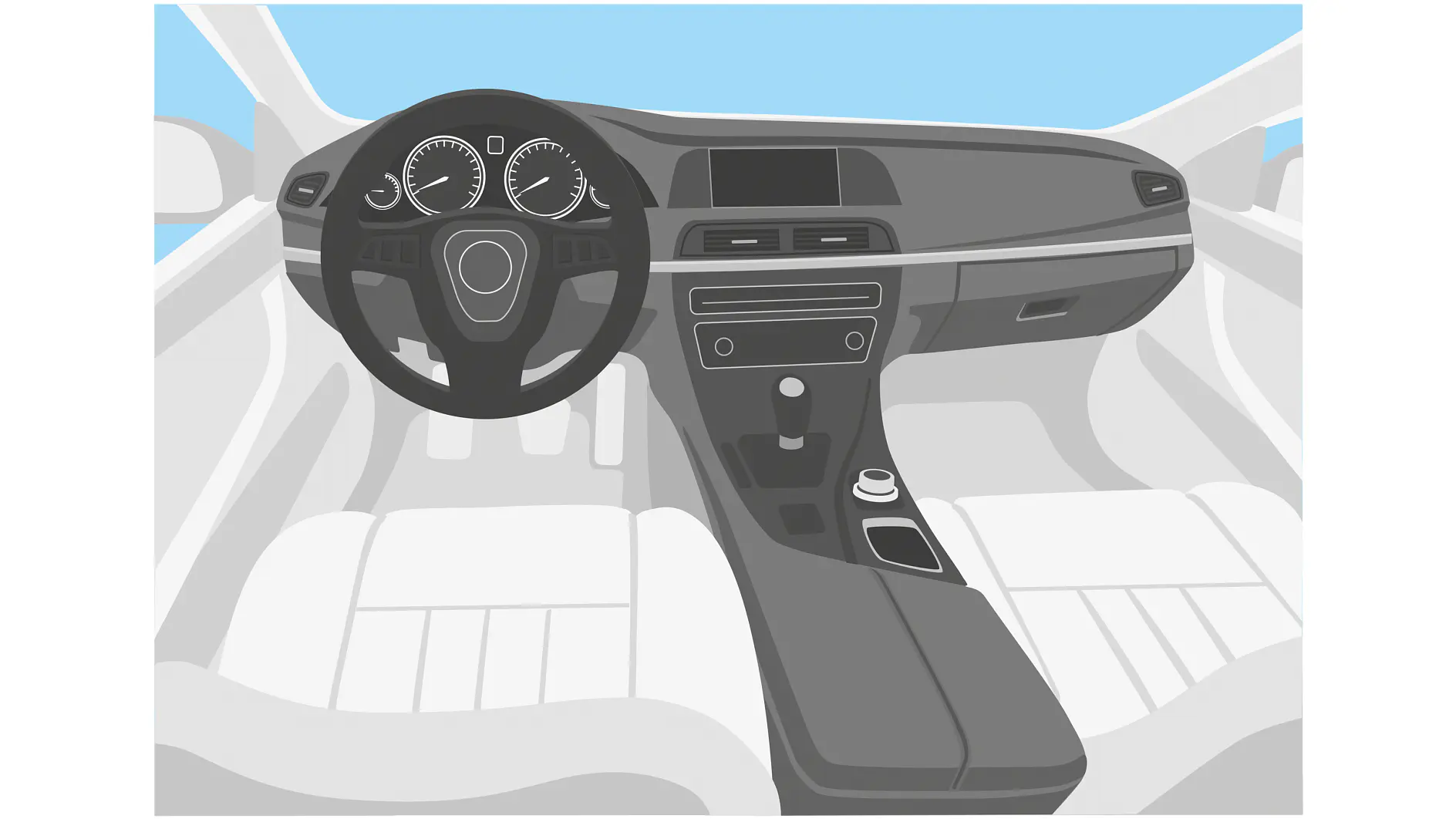 tesa car interior with steering wheel, dashboard, and center console in a modern vehicle cabin under daylight (This text has been generated by AI)