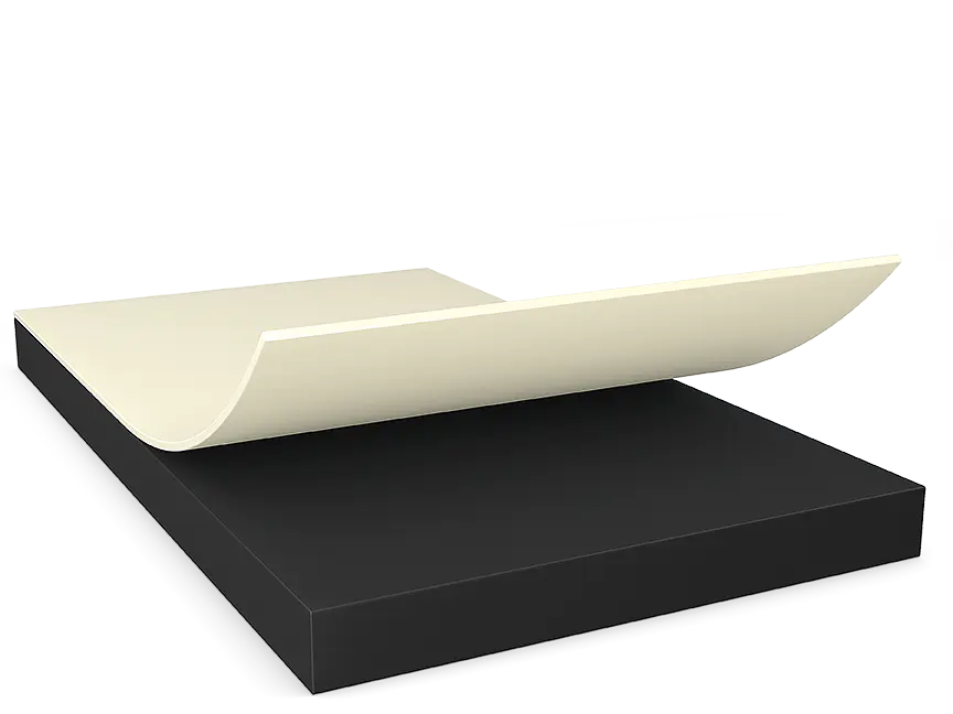 tesa adhesive tape partially peeled off black rectangular surface on white background