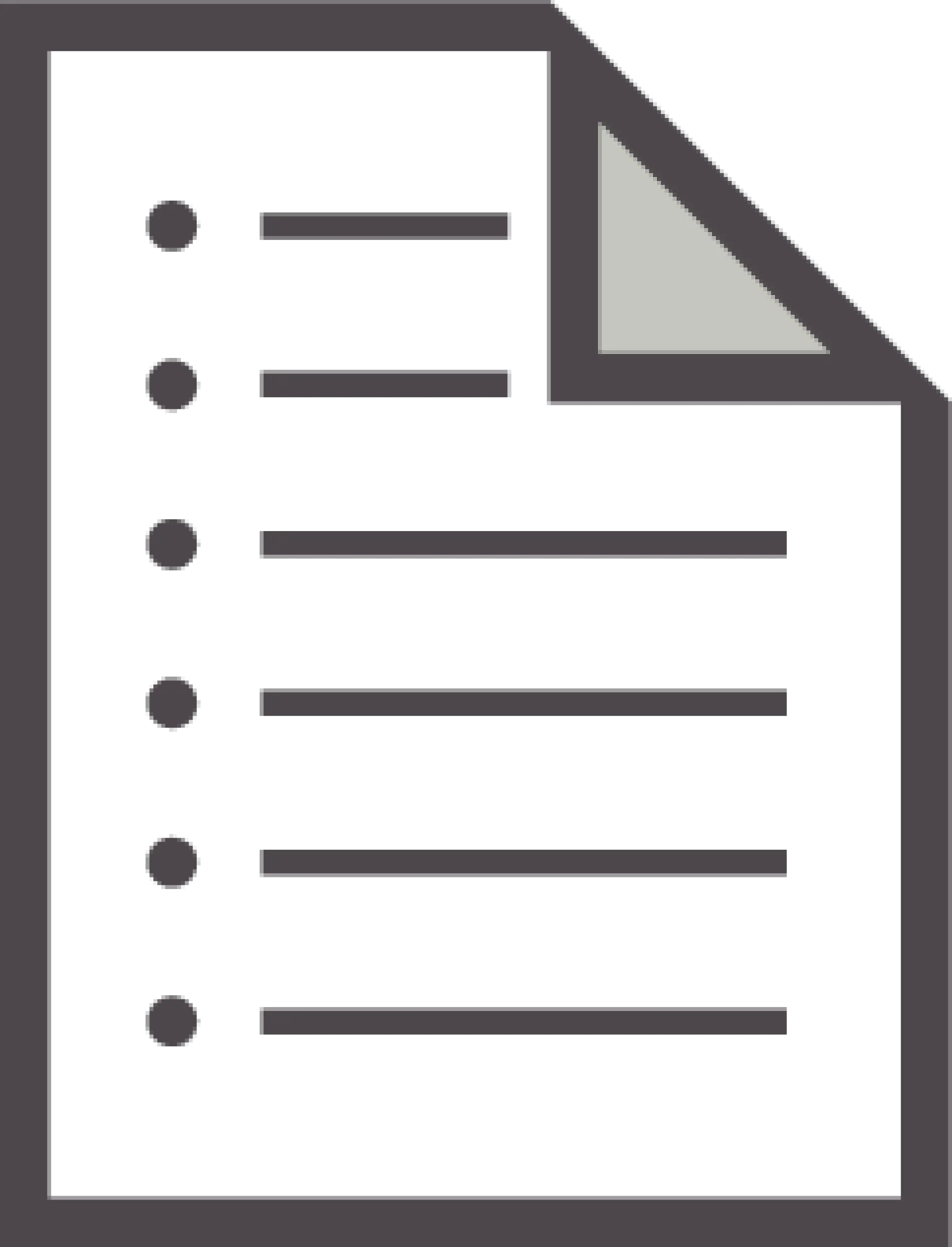 document icon with bulleted list and folded corner on white background, representing text or notes tesa (This text has been generated by AI)