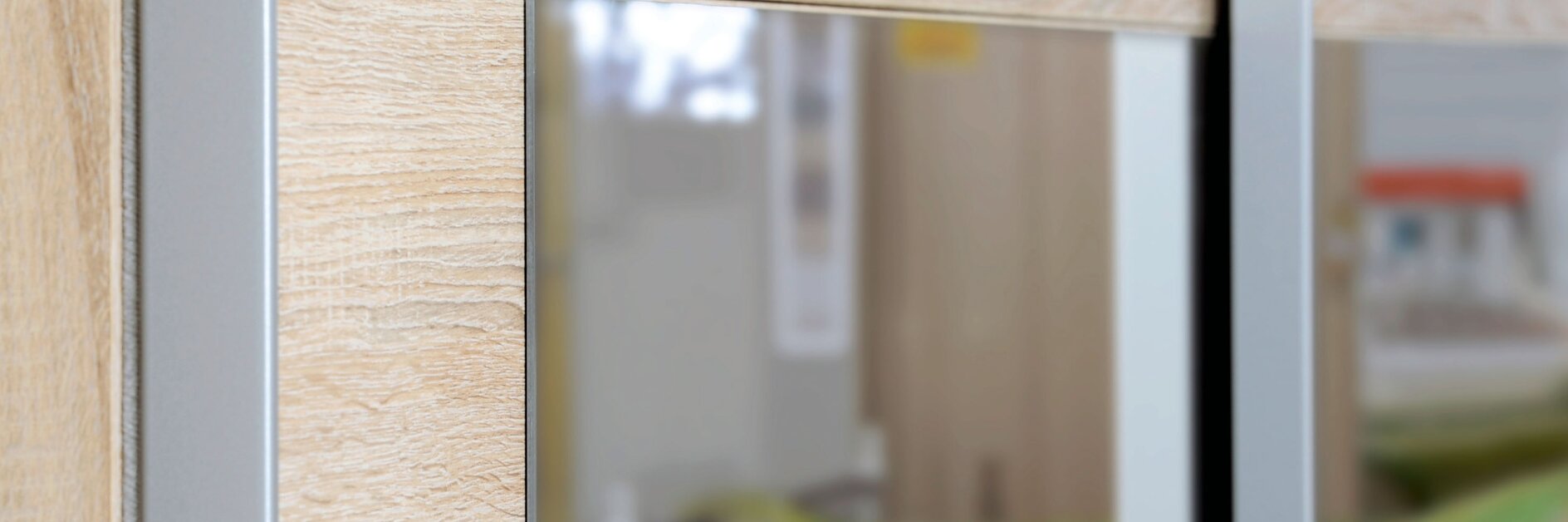 Mirror on piece of furniture