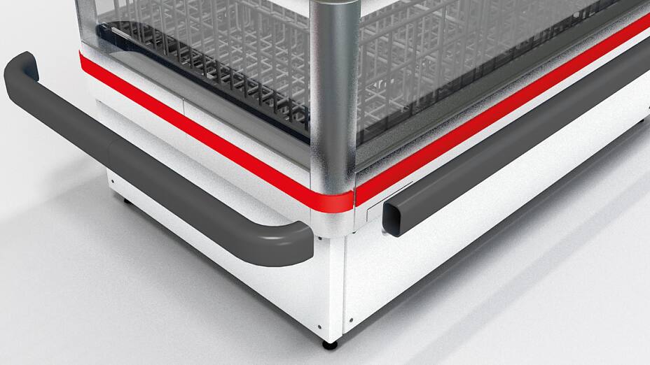 Bumper rails are mounted onto the metal housing of an appliance by using adhesive tape.