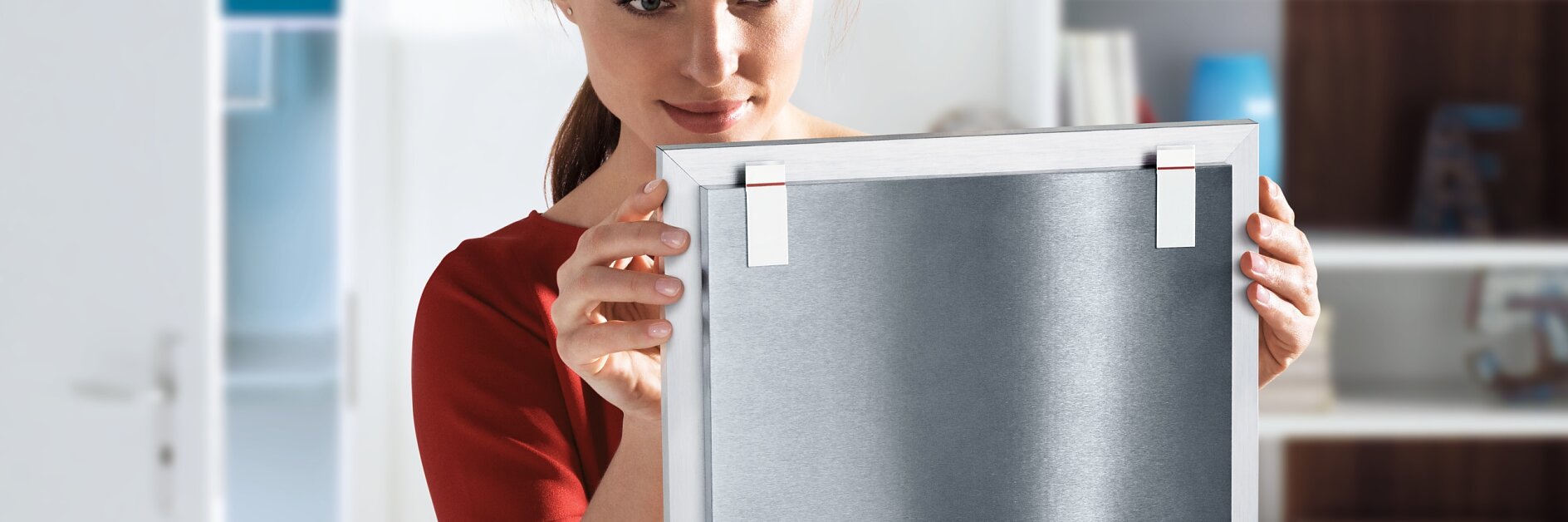 Powerful adhesive strips for mounting household objects directly onto walls.