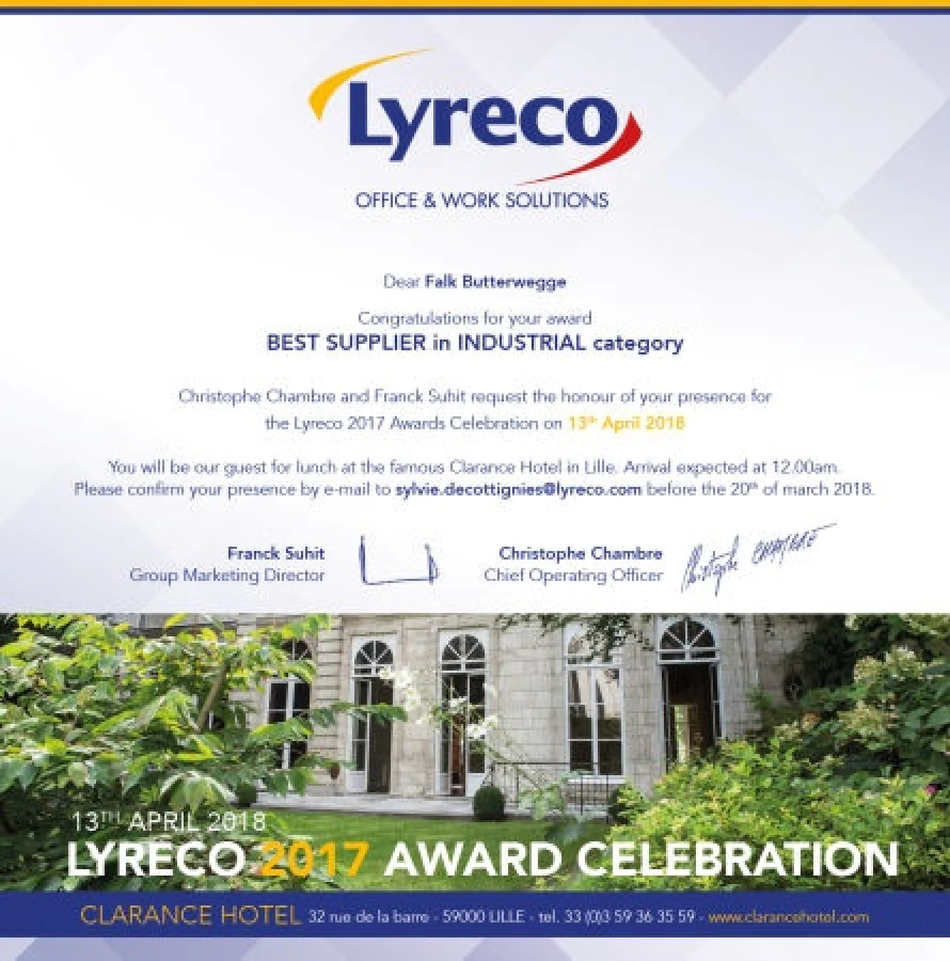 Lyreco Invitation Lyreco Invitation