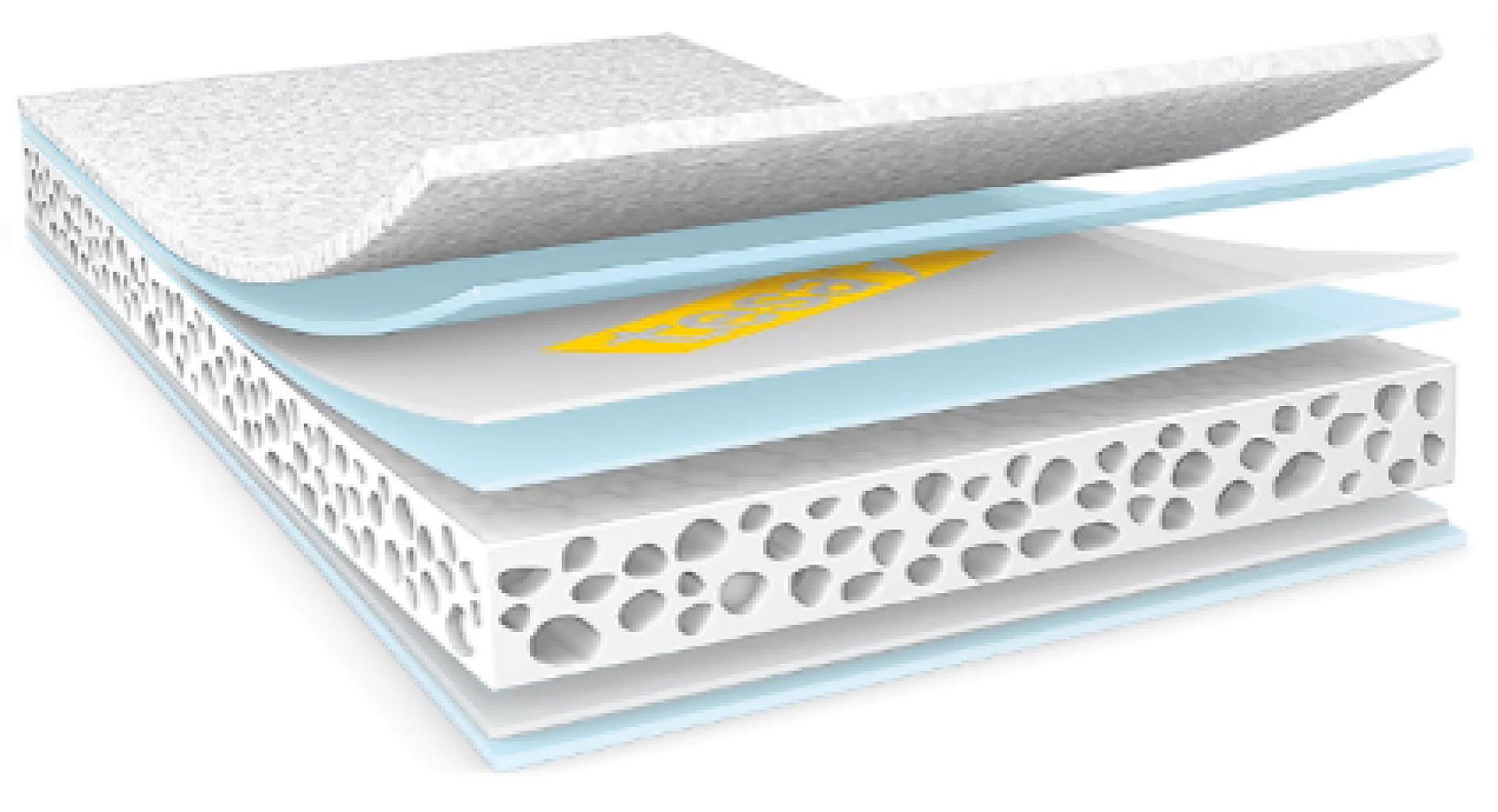 An additional PE reinforcement film provides higher cohesion strengths within the product core