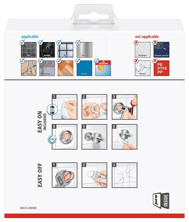Barra Porta Asciugamani Tesa® Exxcellent - Adesiva, Senza Fori, Per Pareti, Cromata, 50 Cm - Foto 9