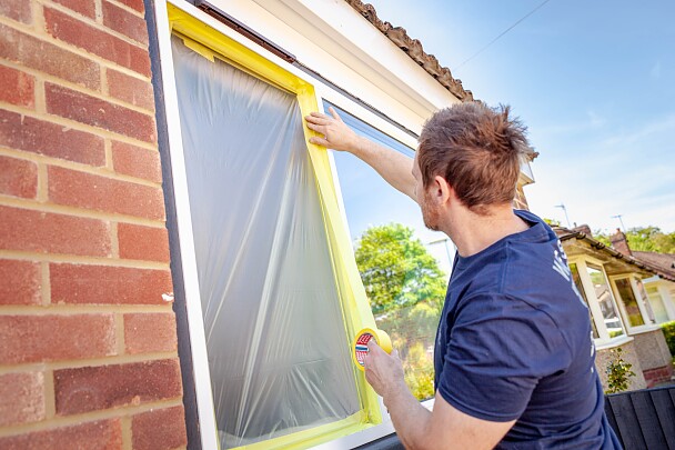 Sprayed Windows Spray Painting uPVC Window Frames - tesa