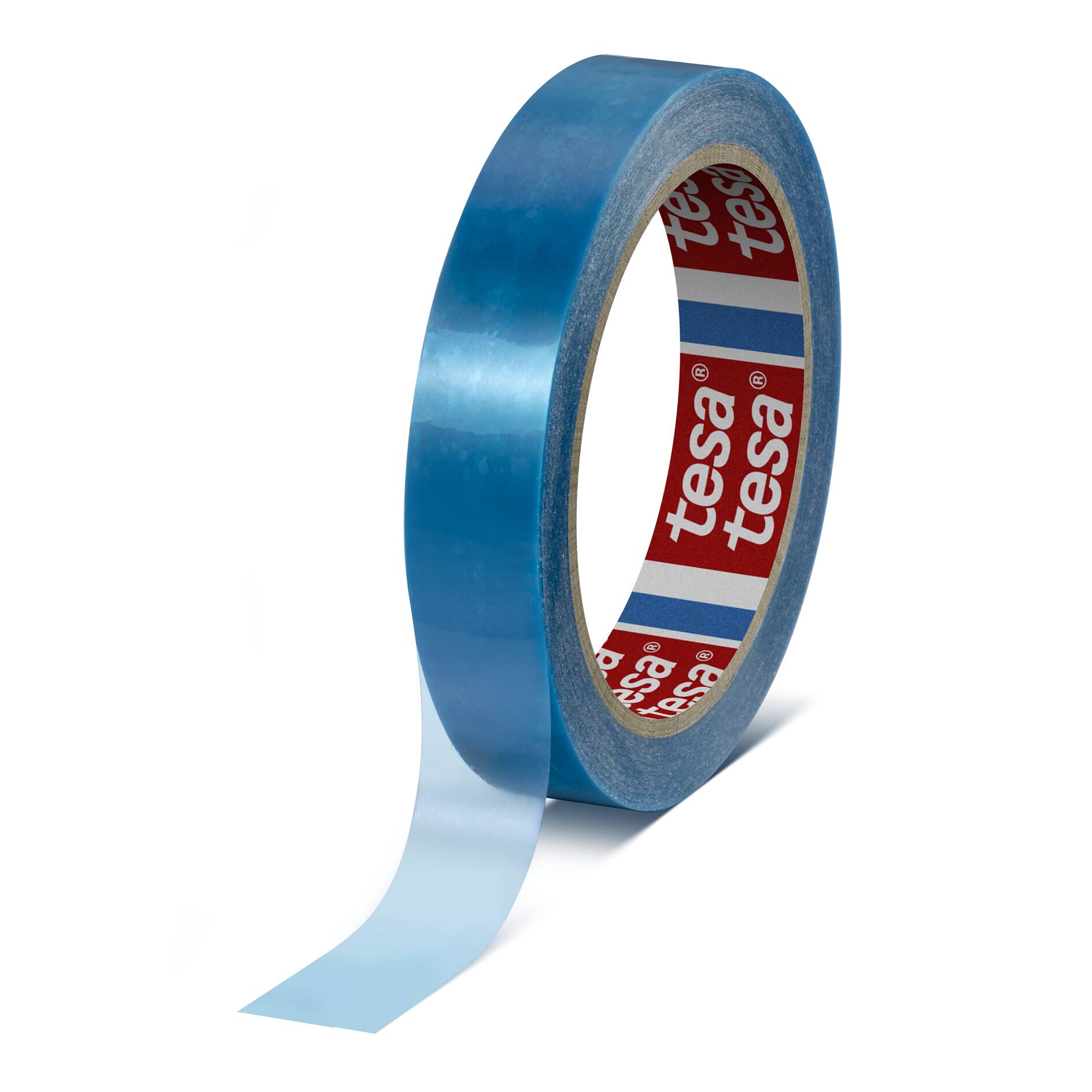 Tesa 64284 Ruban adhésif de cerclage en PP Mono orienté - Bleu - sans traces  - 38 mm x 66 m x 0,11 m m - par carton de 48 rouleaux