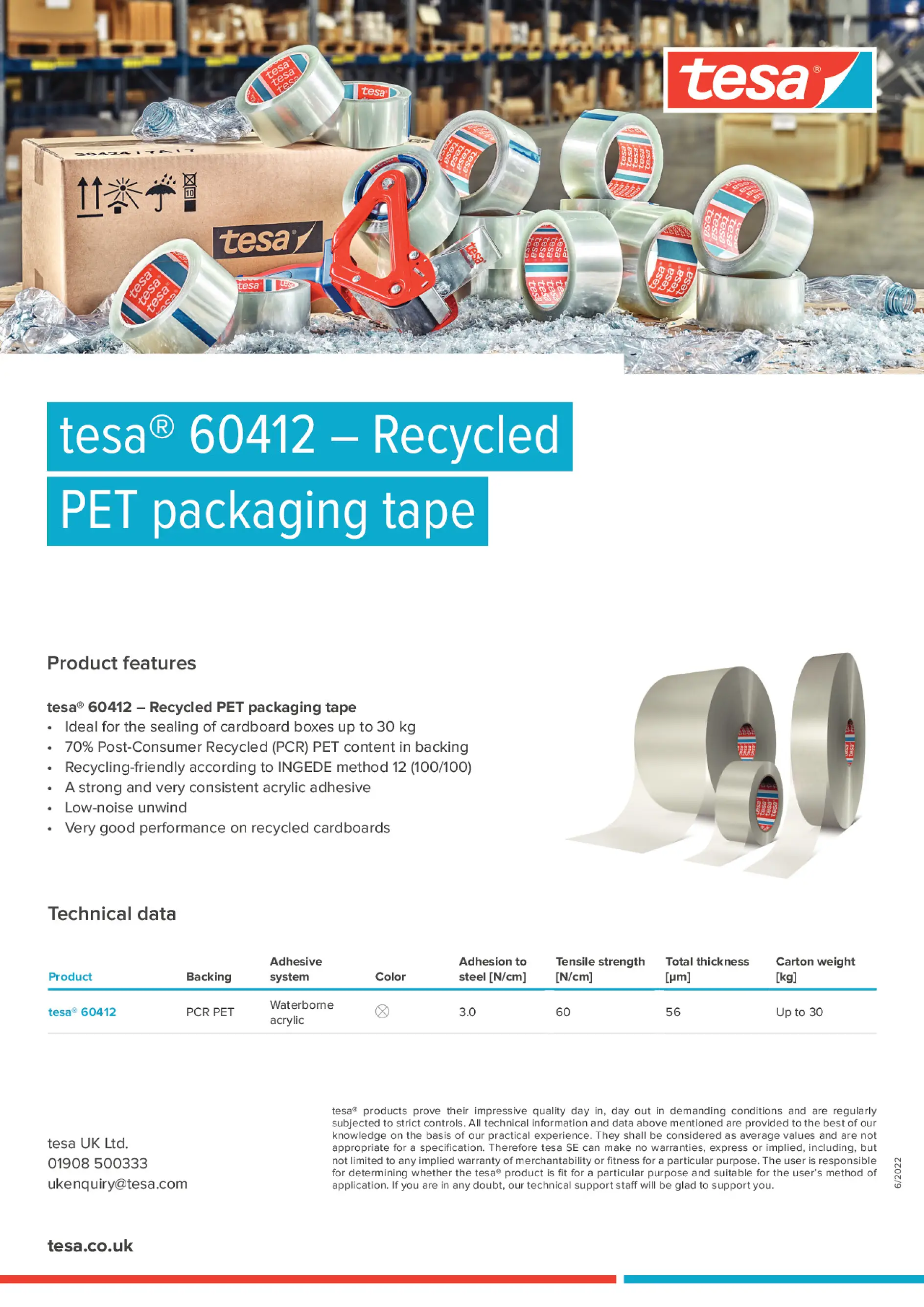tesa® 60412 PCR PET Packaging Tape
