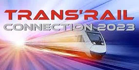 Transrail_picture Futuristic train moving at high speed with a light trail effect, accompanied by the text TransRail Connection 2023 in bold letters. The background features a radiant light burst; all secured and enhanced using tesa tape. (This text has been generated by AI)