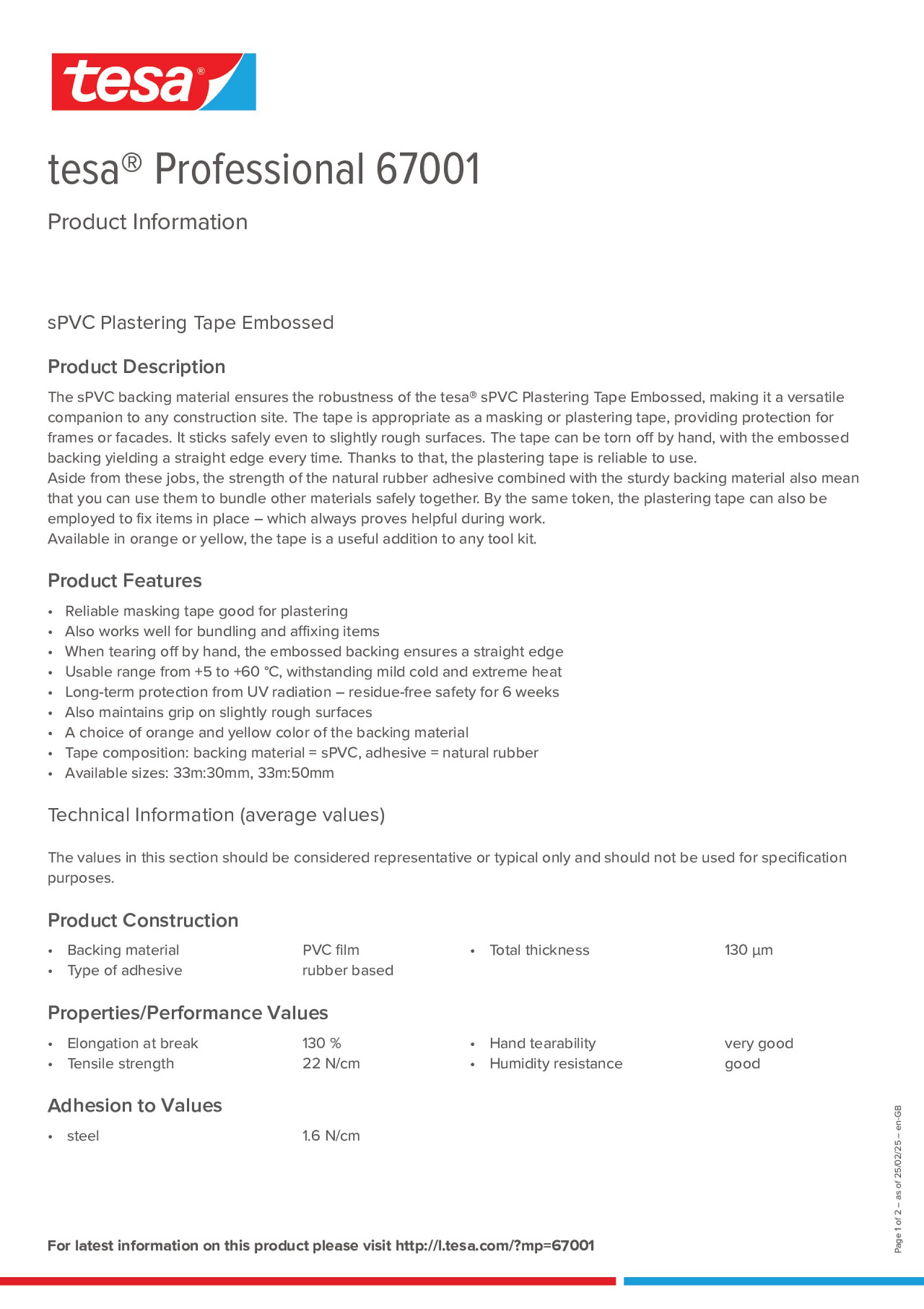 Product information_tesa® Professional 67001_en-GB