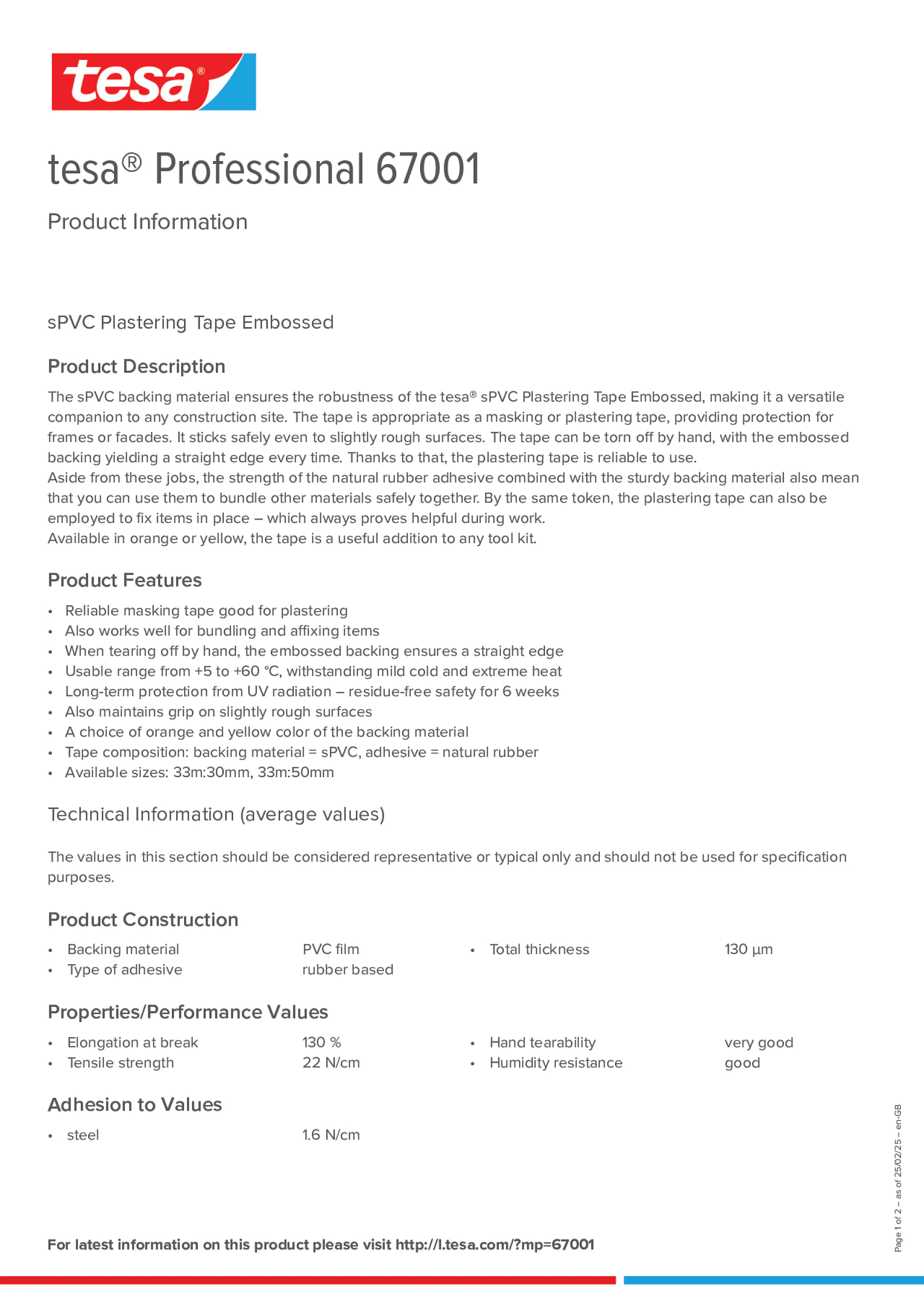 Product information_tesa® Professional 67001_en-GB