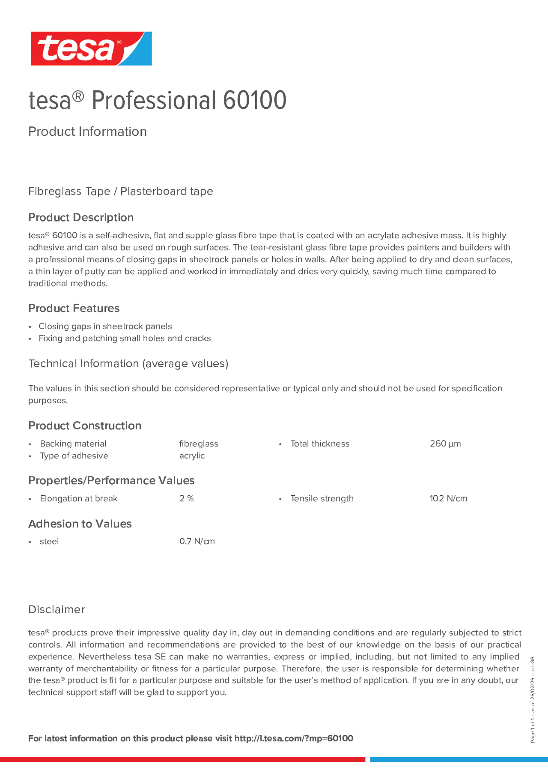 Product information_tesa® Professional 60100_en-GB