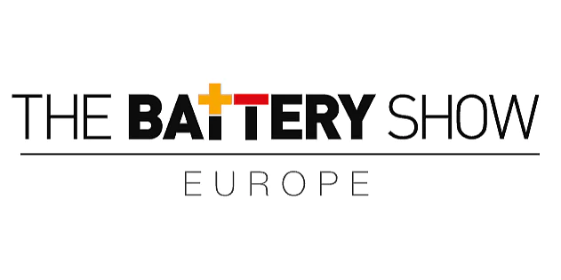 the-battery-show-europe-631x330 Logo for The Battery Show Europe. The text features The Battery Show in bold black letters, with a yellow and red plus sign replacing the crossbar in the letter A. Europe is written in smaller, gray letters beneath. (This text has been generated by AI)