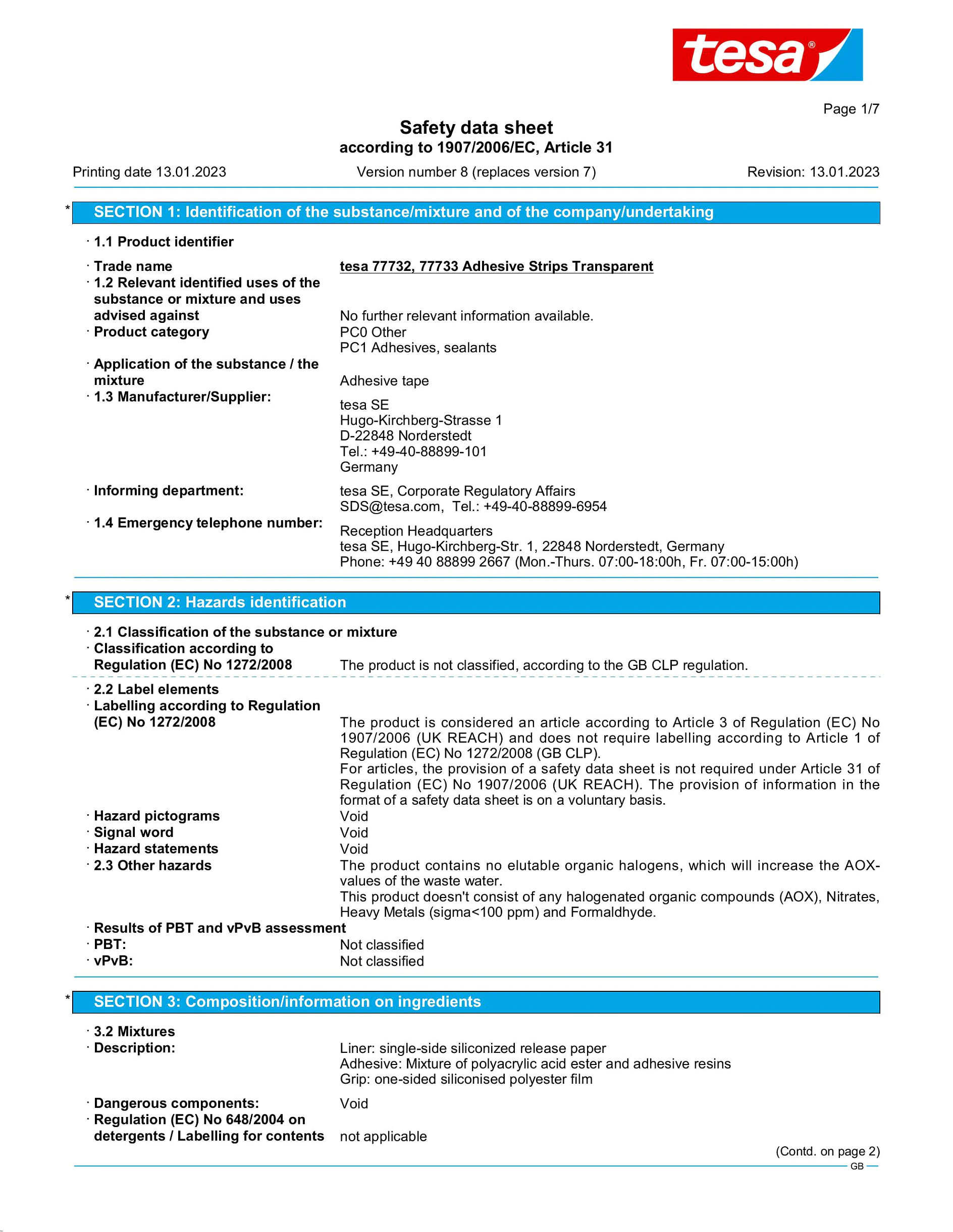 Safety data sheet_tesa® 77733_en-GB_v8
