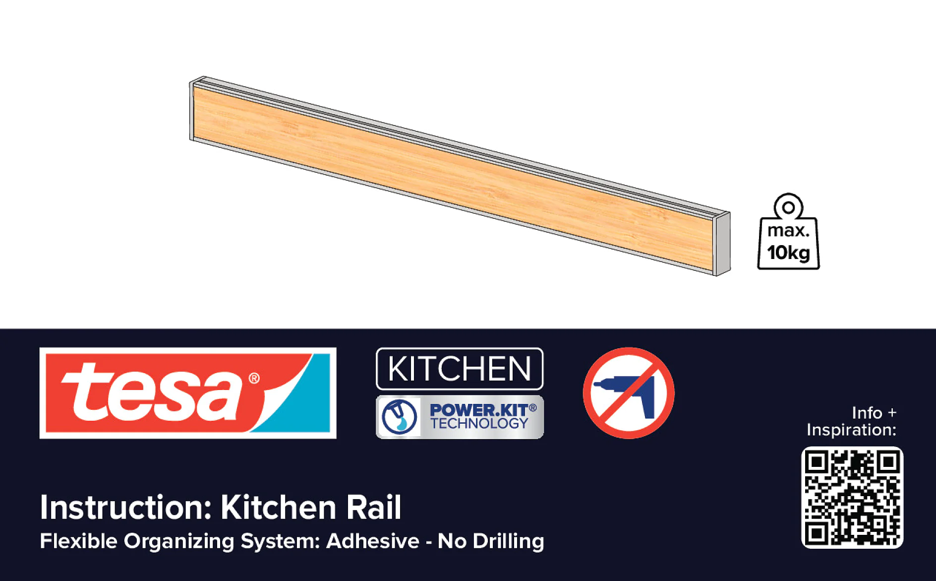 Instructions Combi-Sets document provides detailed installation and usage instructions for various kitchen products, including the Kitchen Rail Flexible Organizing System, which uses adhesive and does not require drilling1. It covers suitable and unsuitable surfaces for adhesion, cleaning instructions, and safety guidelines. The document also includes specific instructions for the knife holder and lists various single and combi sets available for purchase (This text has been generated by AI)