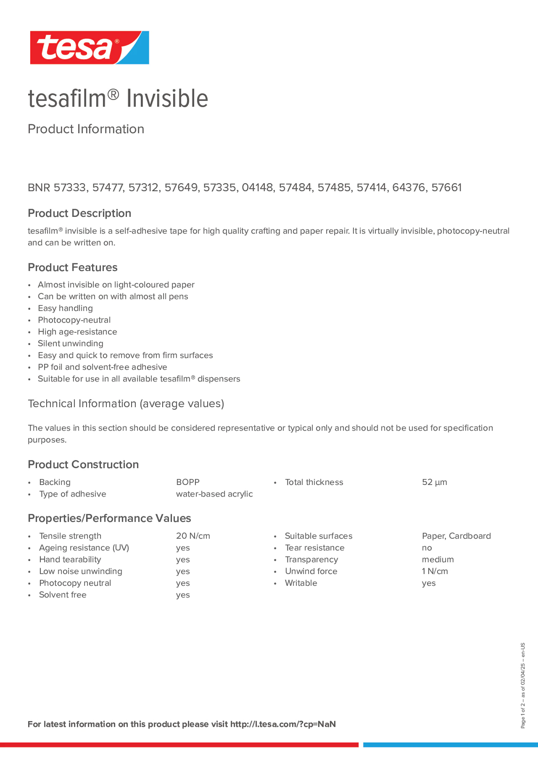 Product information_tesafilm® 57312_en
