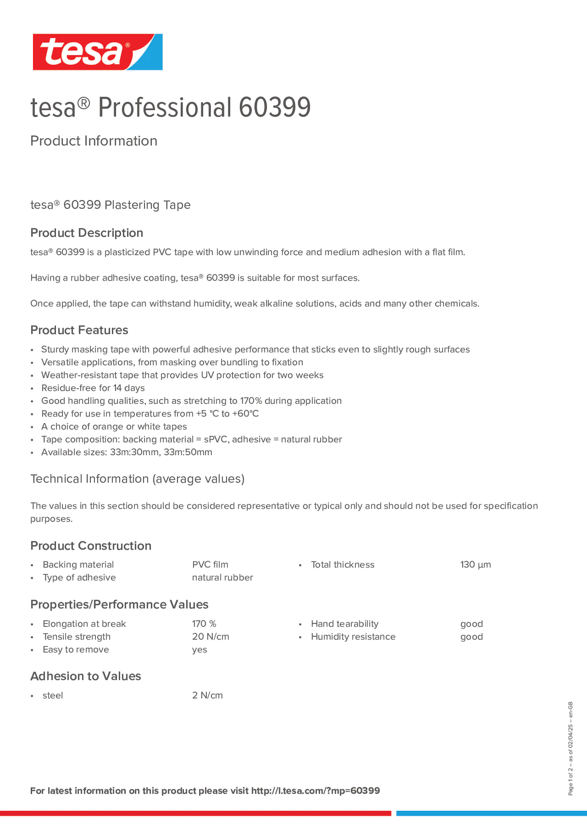 Product information_tesa® Professional 60399_en-GB
