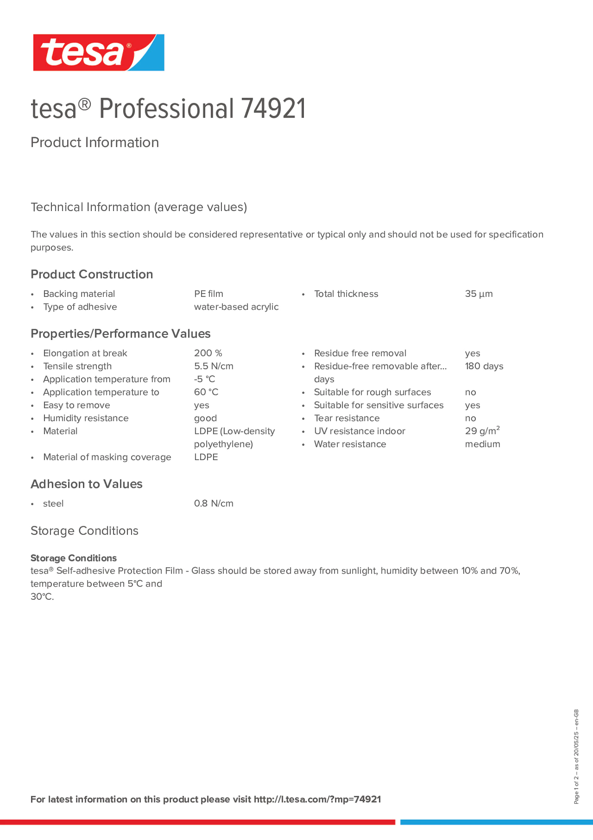 Product information_tesa® Professional 74921_en-GB