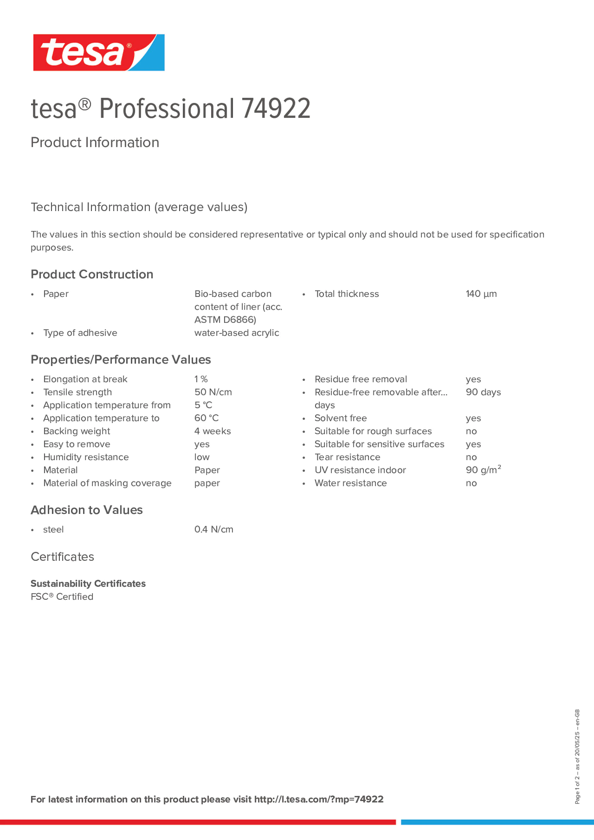 Product information_tesa® Professional 74922_en-GB