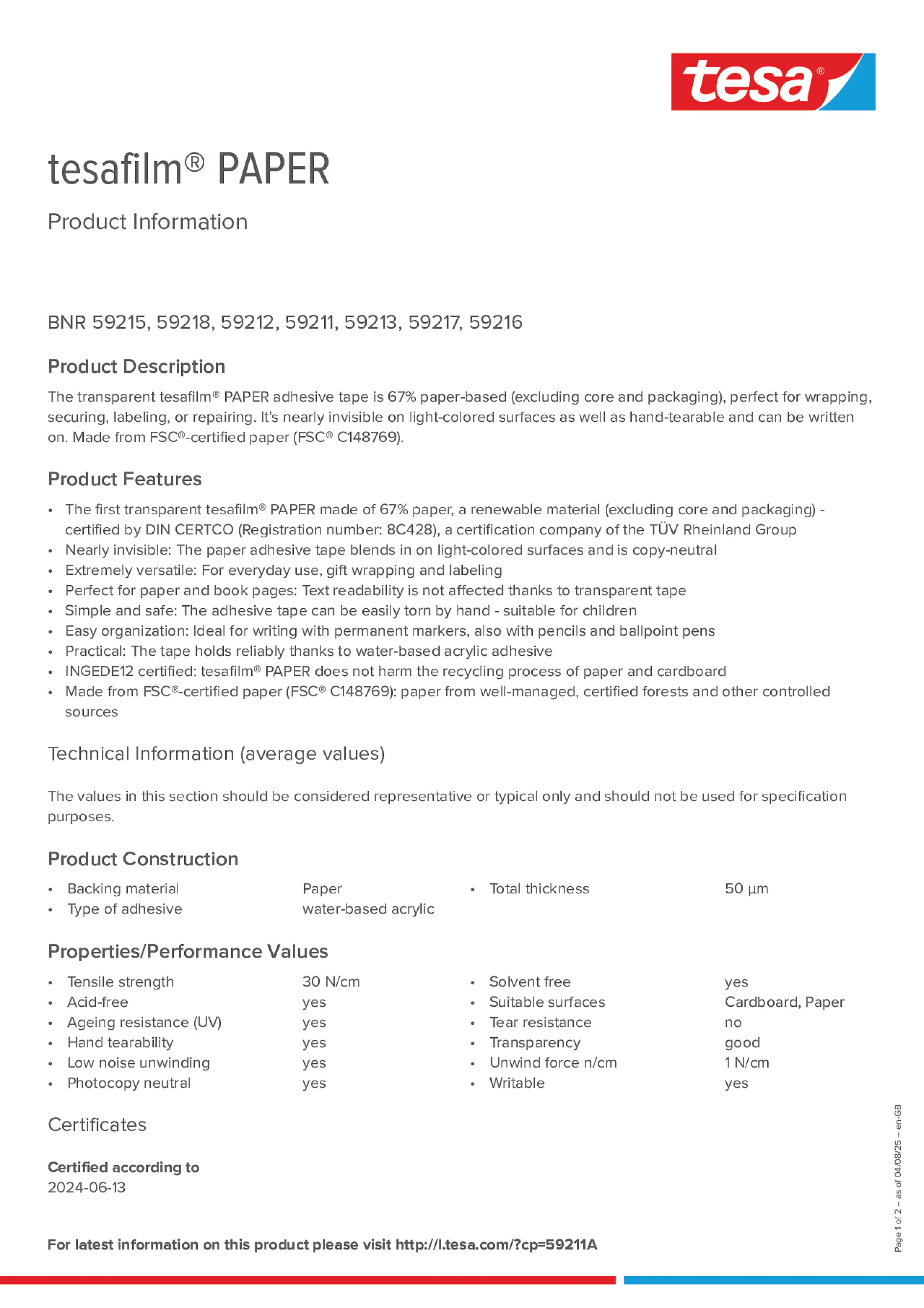 Product information_tesafilm® 59215_en-GB