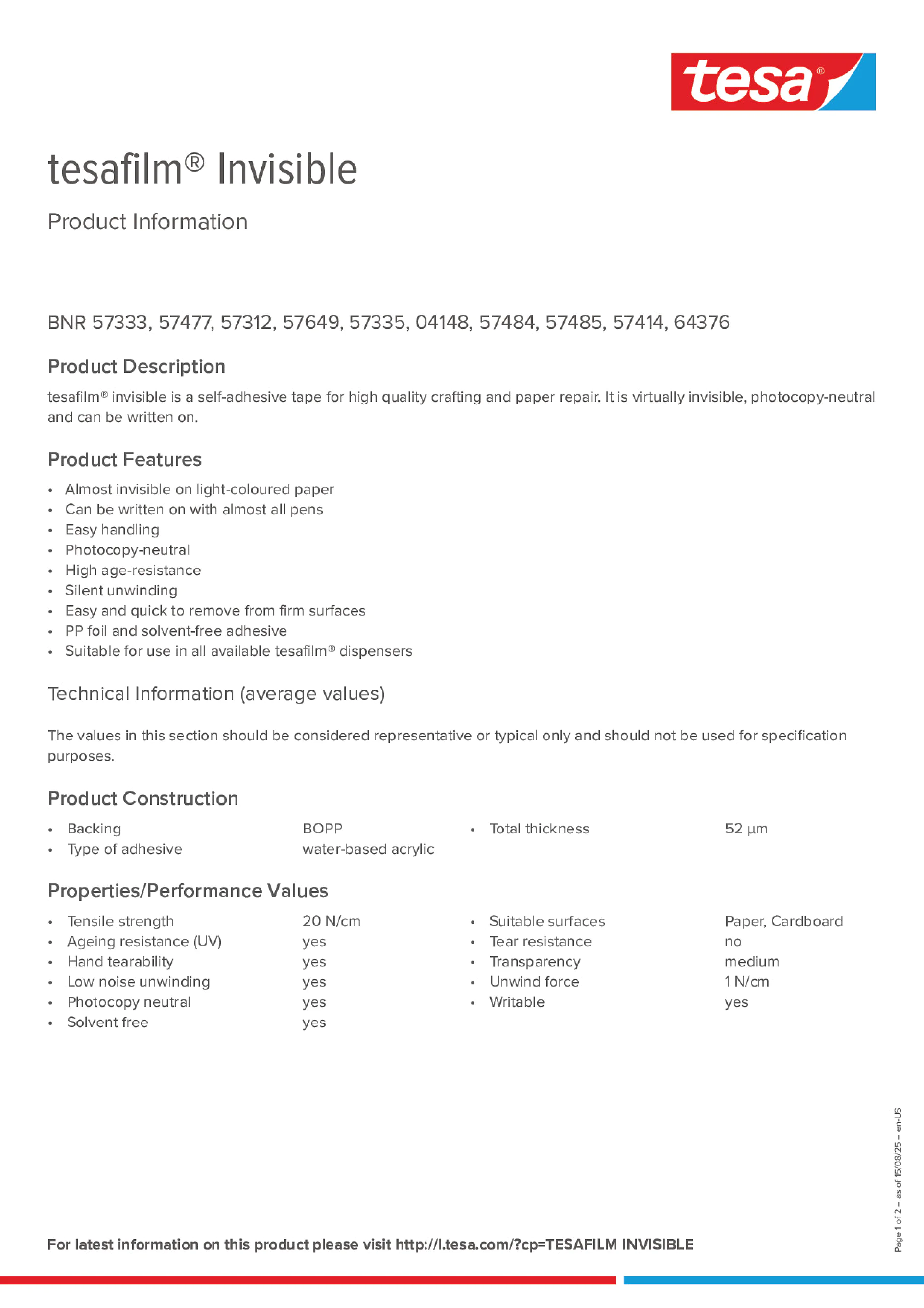 Product information_tesafilm® 57312_en