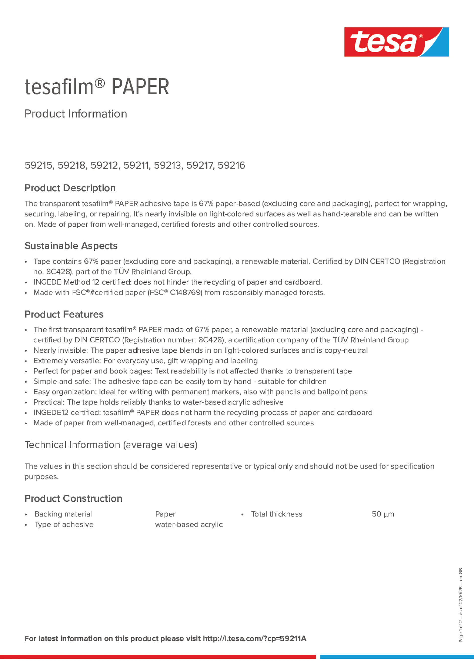 Product information_tesafilm® 59215_en-GB