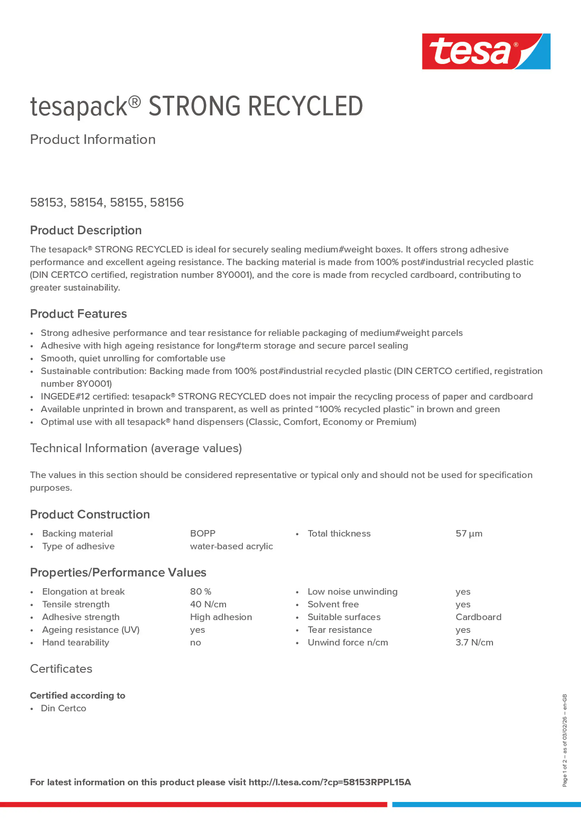 Product information_tesapack® 58153_en-GB