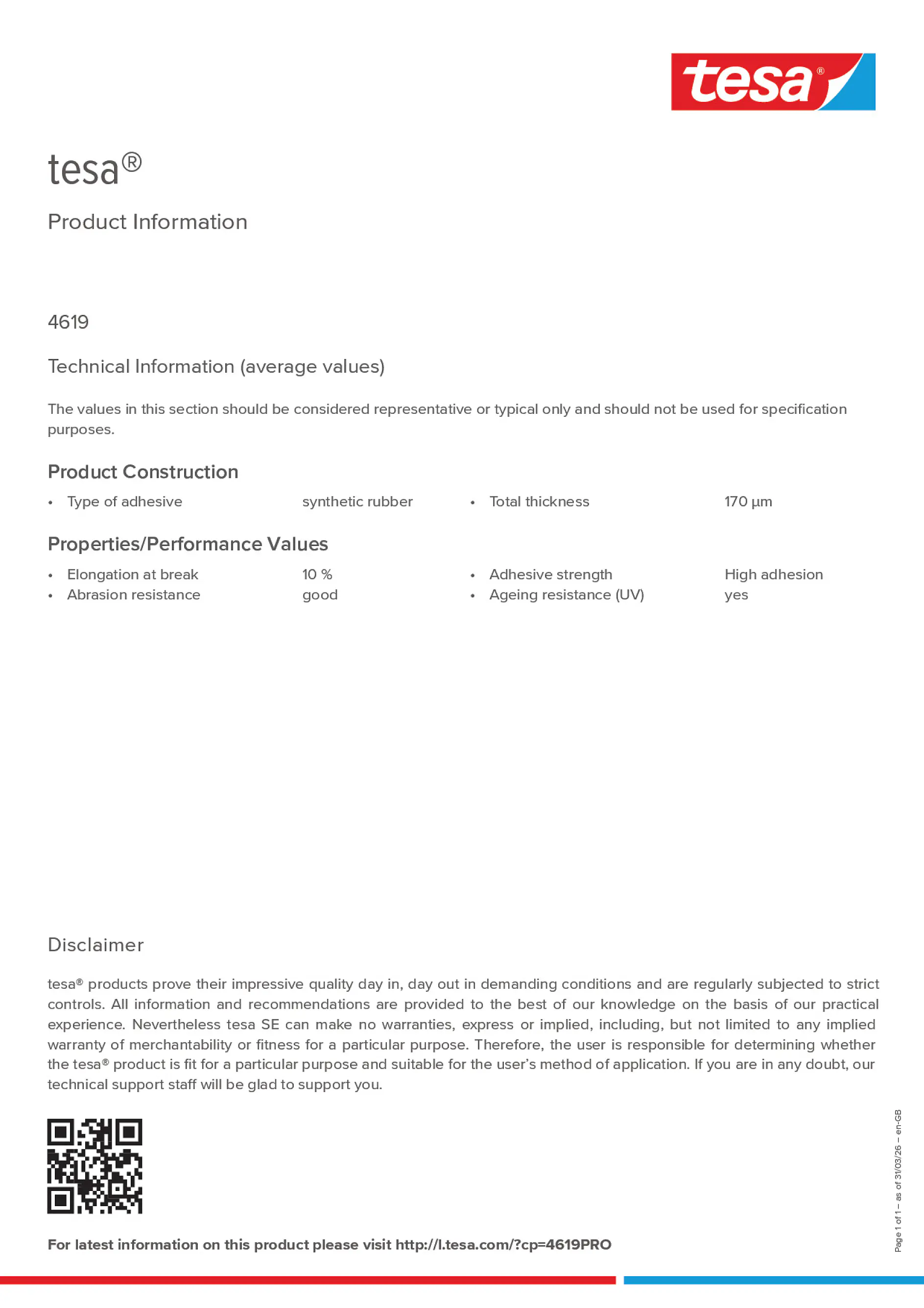 Product information_tesa® 4619PRO_en-GB