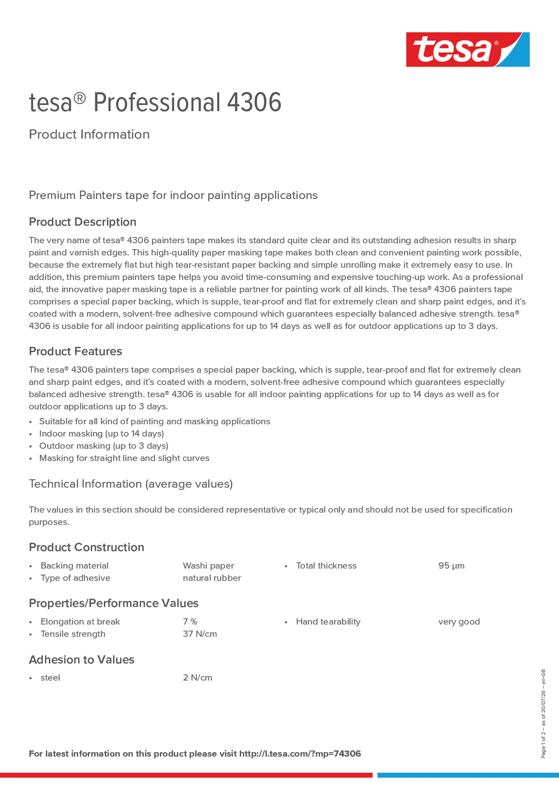 Product information_tesa® Professional 04306_en-GB