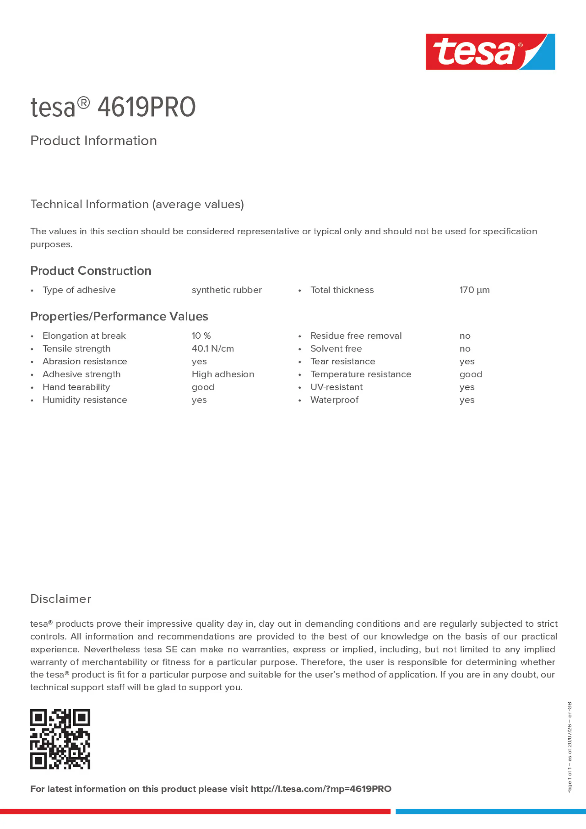 Product information_tesa® 4619PRO_en-GB