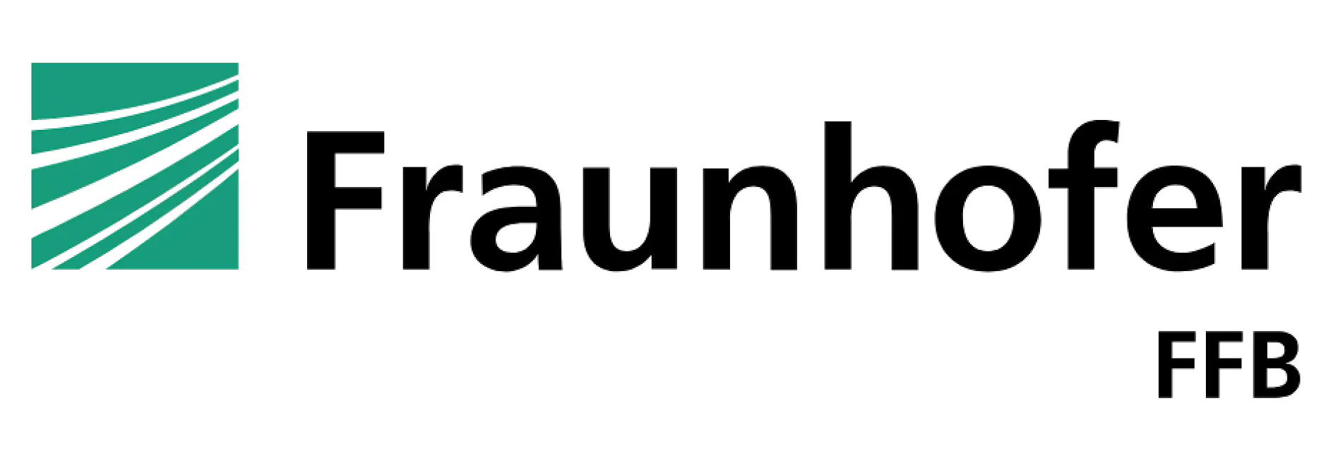 Fraunhofer FFB logo featuring a green and white abstract square on the left, accompanied by the words Fraunhofer FFB in bold black text to the right; there is no tesa tape visible in this logo.