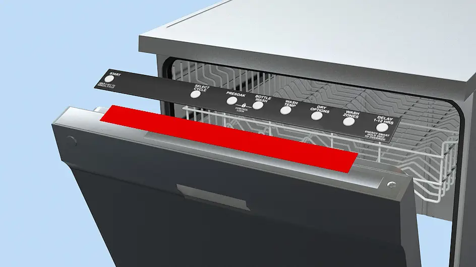 Control panels are mounted onto the appliance with double-sided tape.