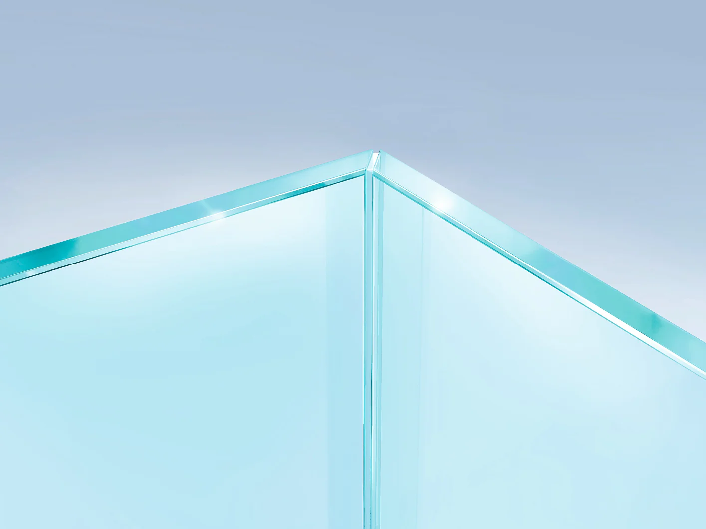 Bonding glass panels with a 45° angle in order to have an invisible and optically clear corner