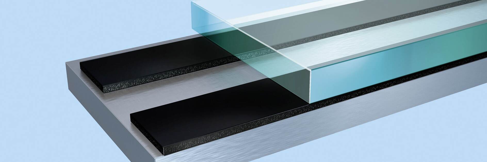 double sided tape to bond glass with metal