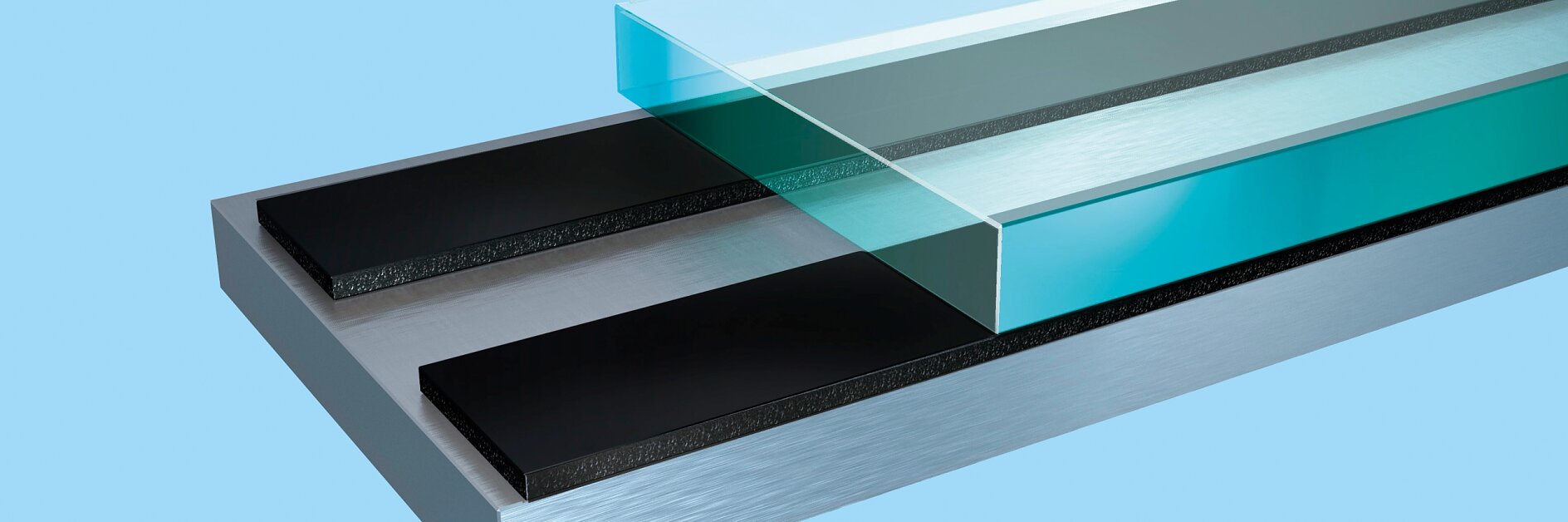 double sided tape to bond glass with metal