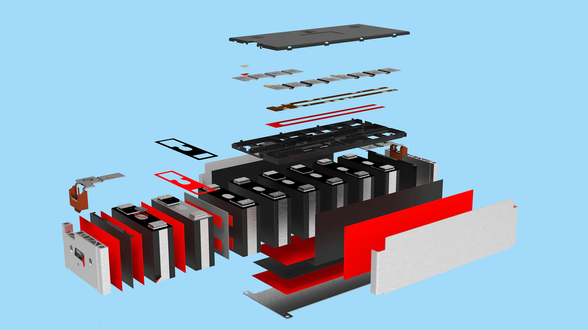 Battery module with PTC heating or liquid cooling plate – tesa ev-battery solutions