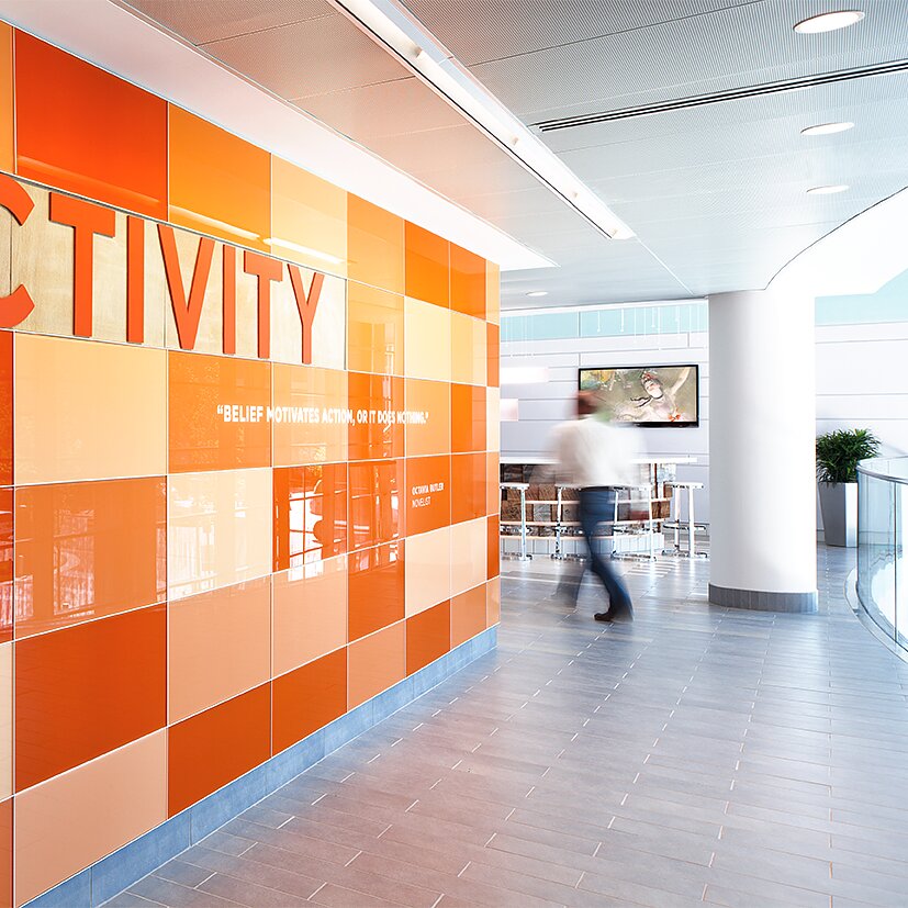 Interior wall cladding in an office Interior wall cladding in an office