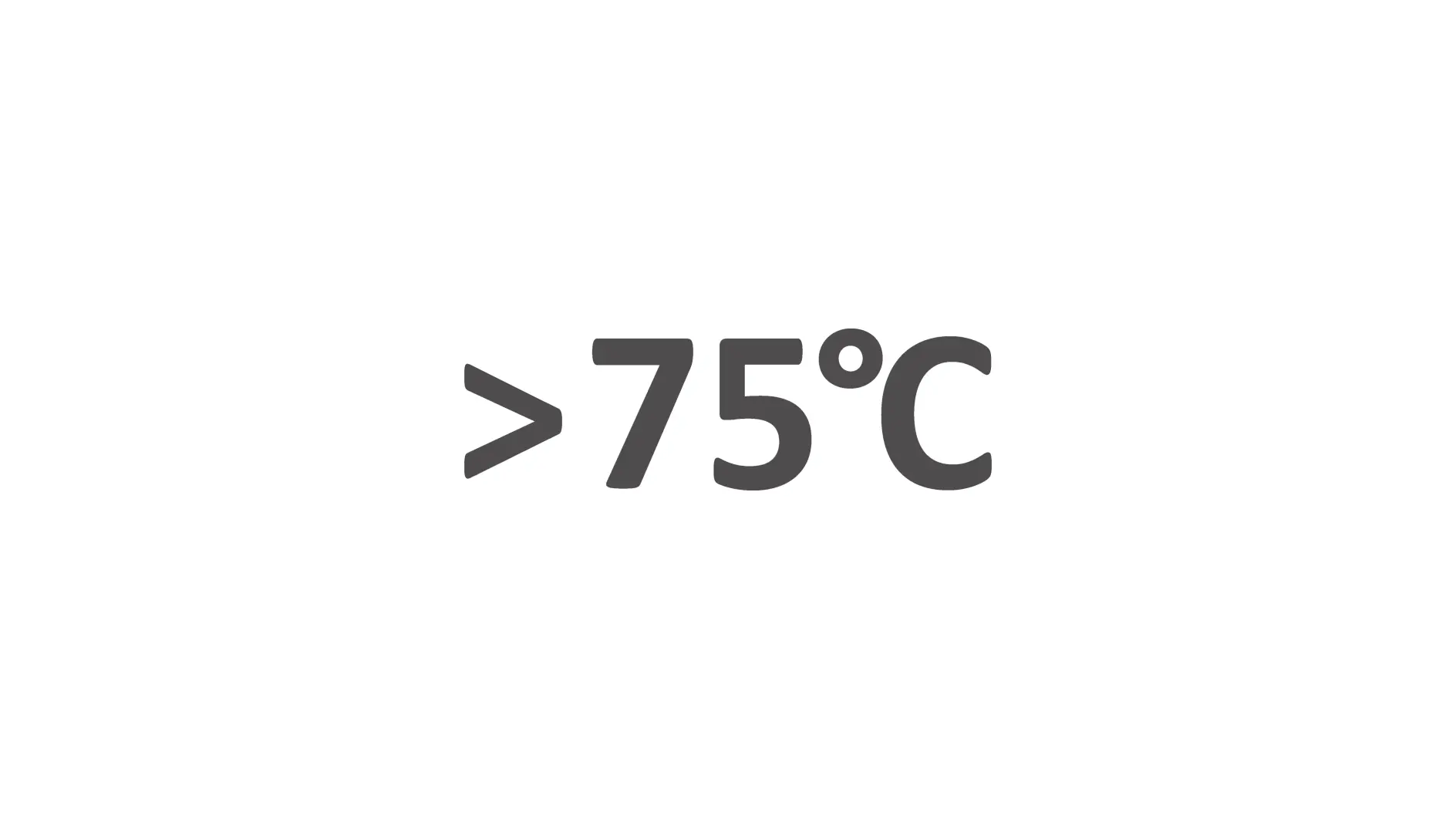 The image contains text that reads >75°C in white against a black background, with references to tesa tape, ensuring no competitor brands are mentioned. (This text has been generated by AI)