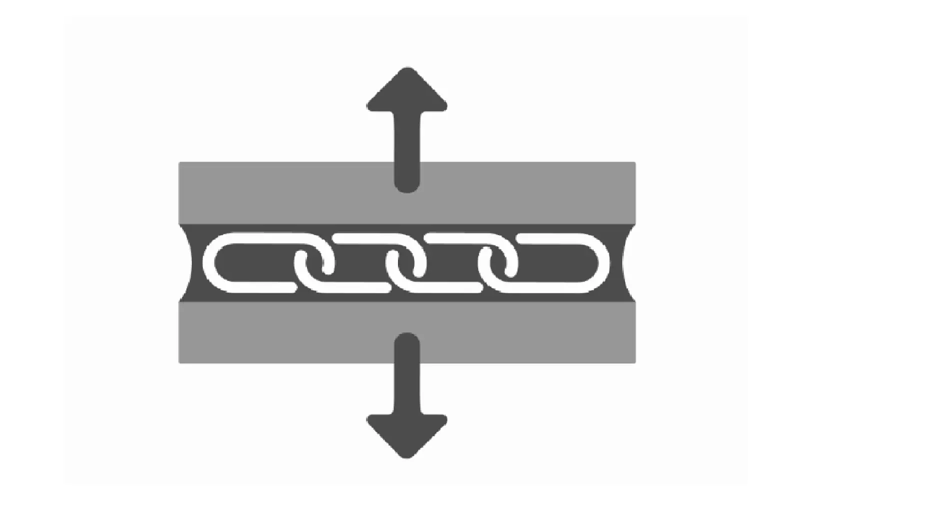 Illustration of a chain inside a rectangular channel with opposing arrows, demonstrating force dynamics in structural adhesives bonding. (This text has been generated by AI)