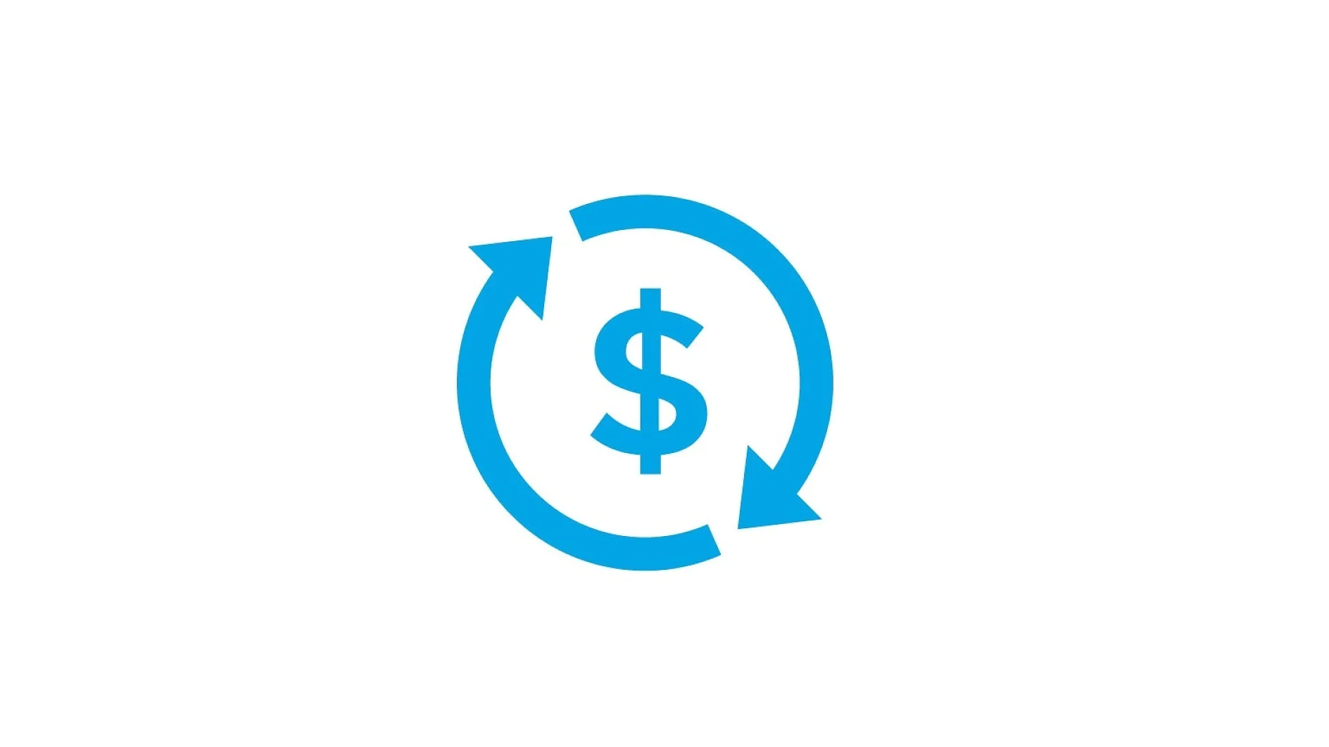 A blue dollar sign is centered, surrounded by two circular arrows, one pointing clockwise and the other counterclockwise, symbolizing money circulation. The background is white. (This text has been generated by AI)