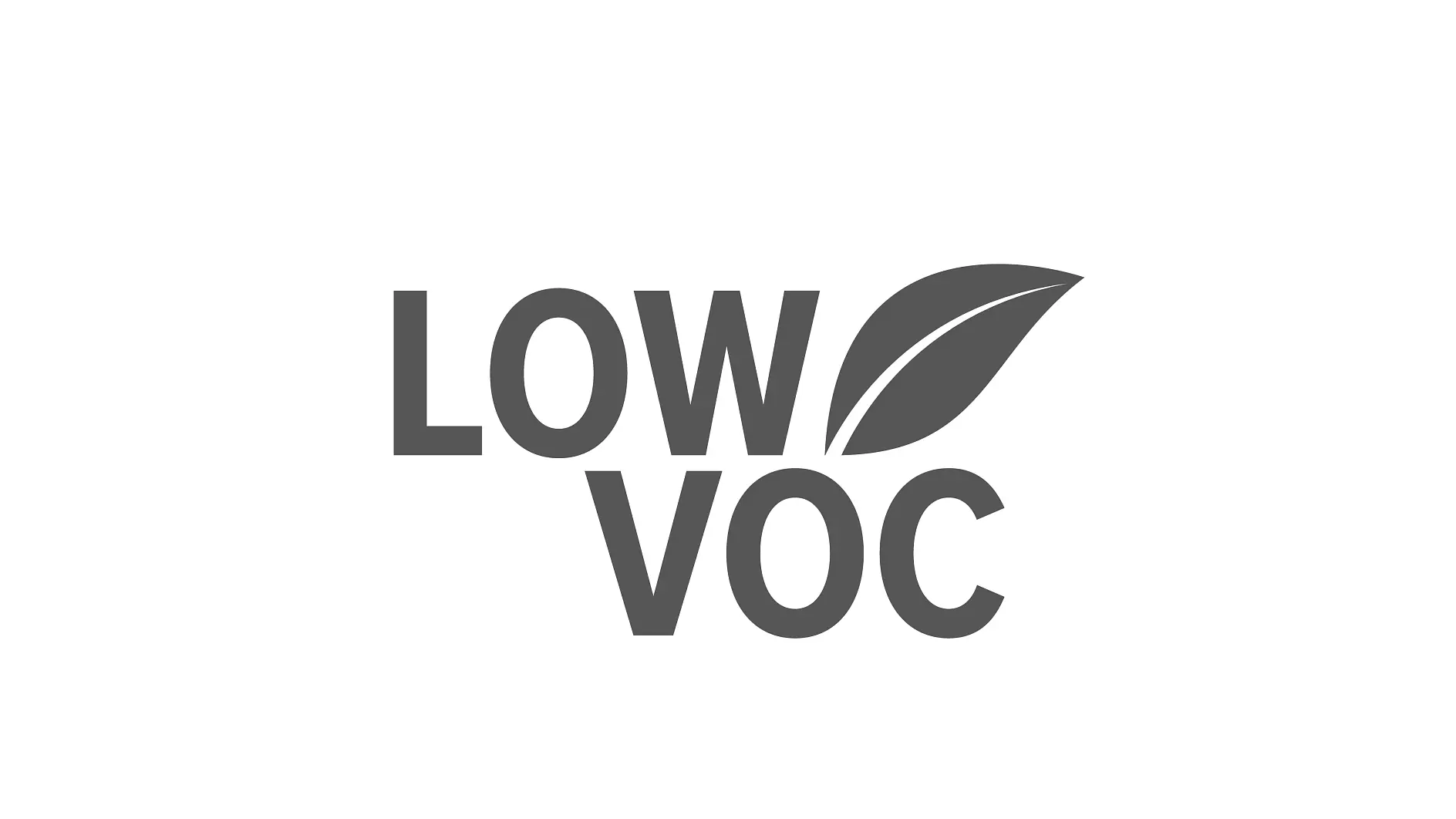 The image shows the text LOW VOC in bold, uppercase letters. To the right of the text is a stylized leaf icon, suggesting an environmentally friendly or low volatile organic compounds theme. The design is in grayscale and features tesa transfer tapes prominently as part of its aesthetic. (This text has been generated by AI)