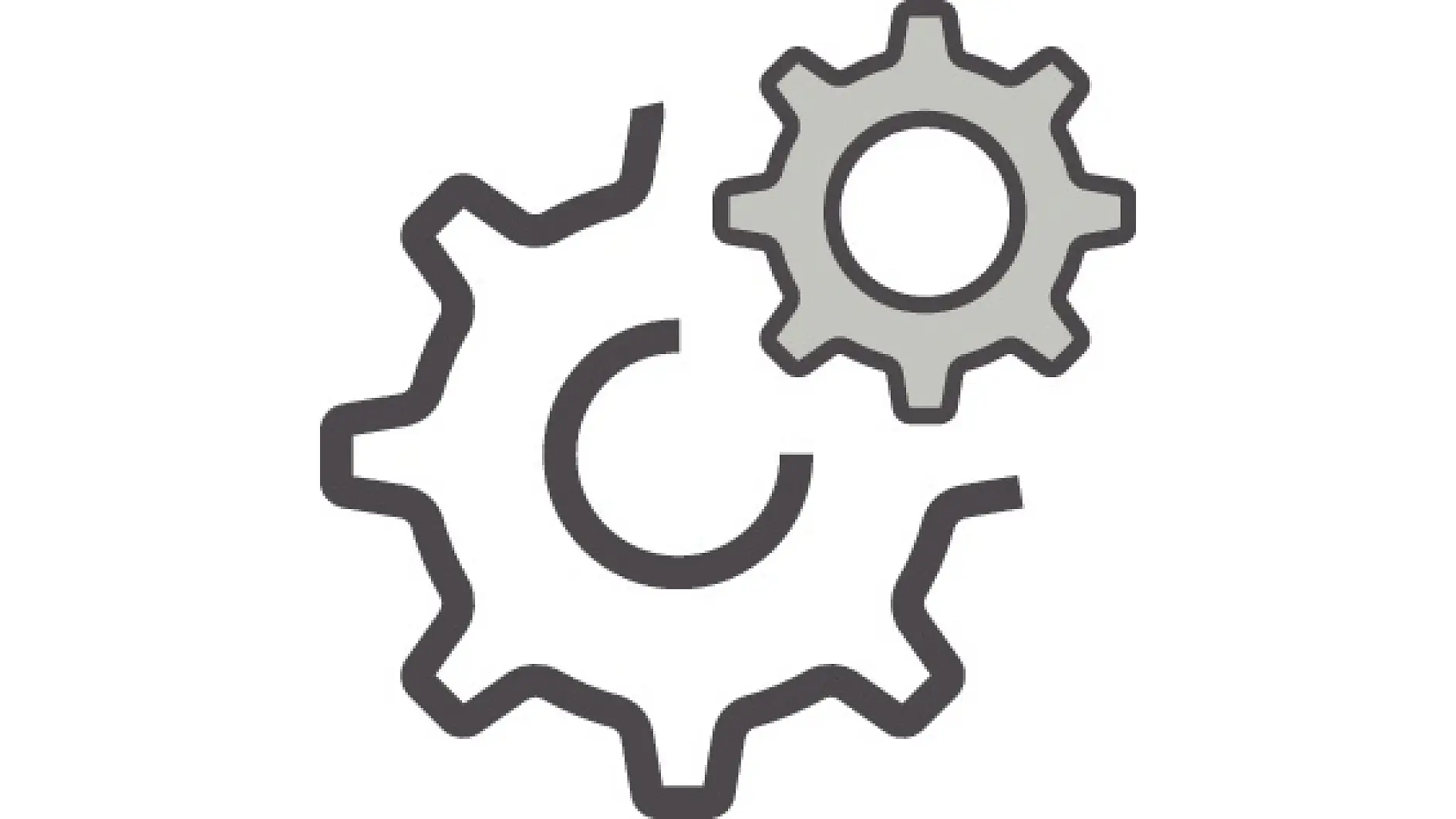 Two interlocking gears are shown. The larger gear is on the left and outlined in a dark color, while the smaller gear on the right is filled with a lighter shade. Both gears have jagged edges and are set against a plain background. To hold certain parts together during assembly or for temporary fixes, you can use tesa tape. (This text has been generated by AI)