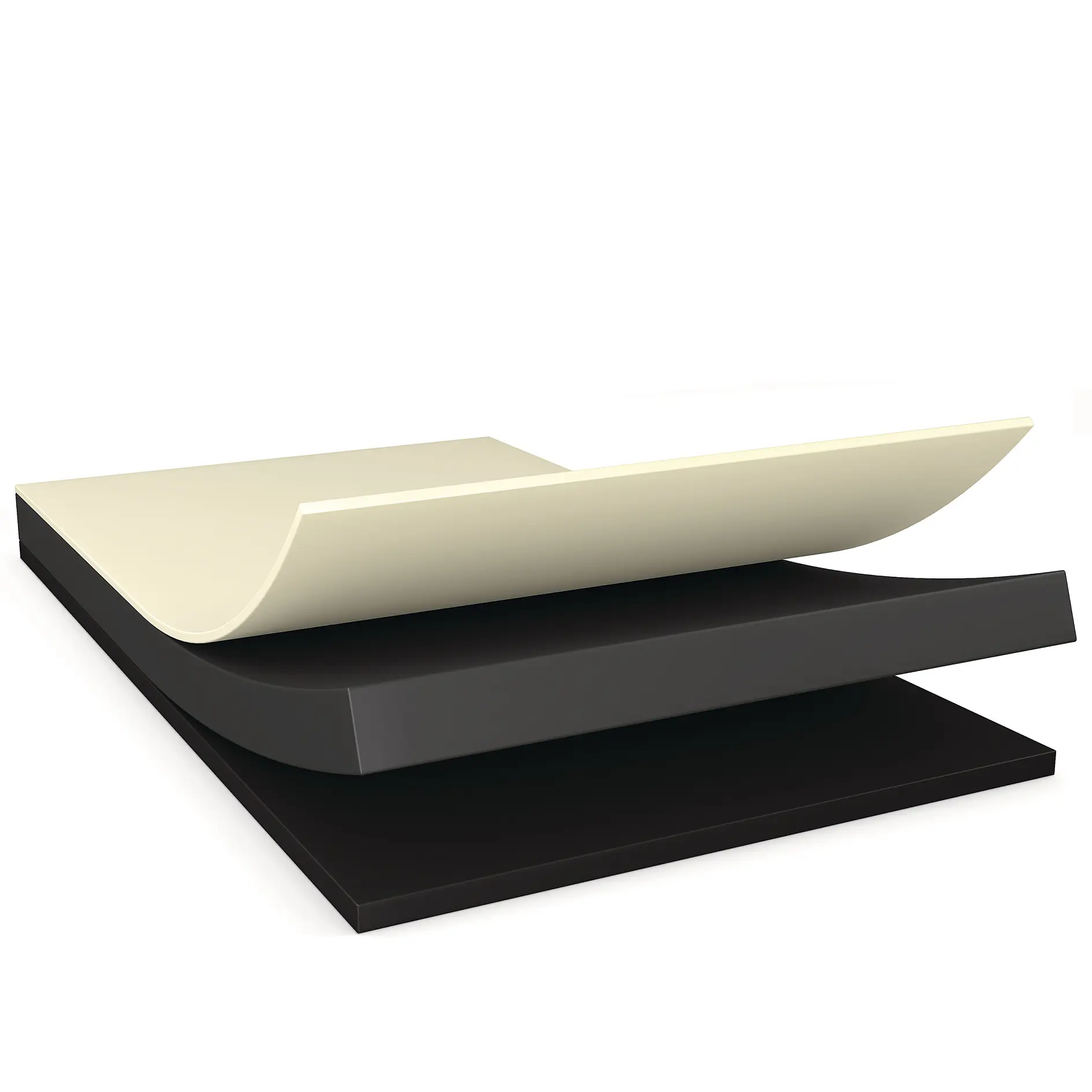 stack of three rectangular adhesive sheets in beige and black, shown in a layered arrangement on a white background (This text has been generated by AI)